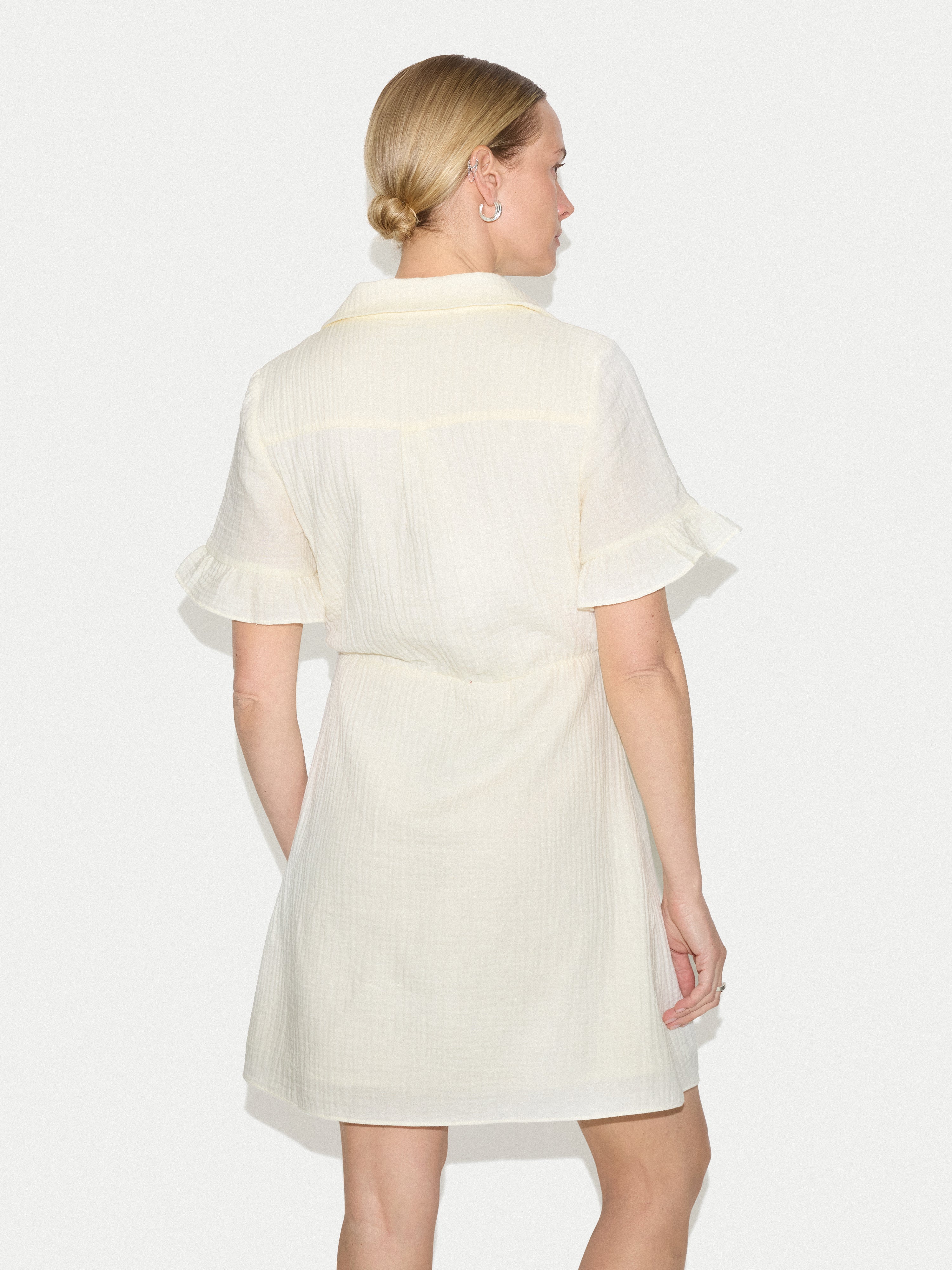 Cheesecloth Mini Dress | Cream - Image 3