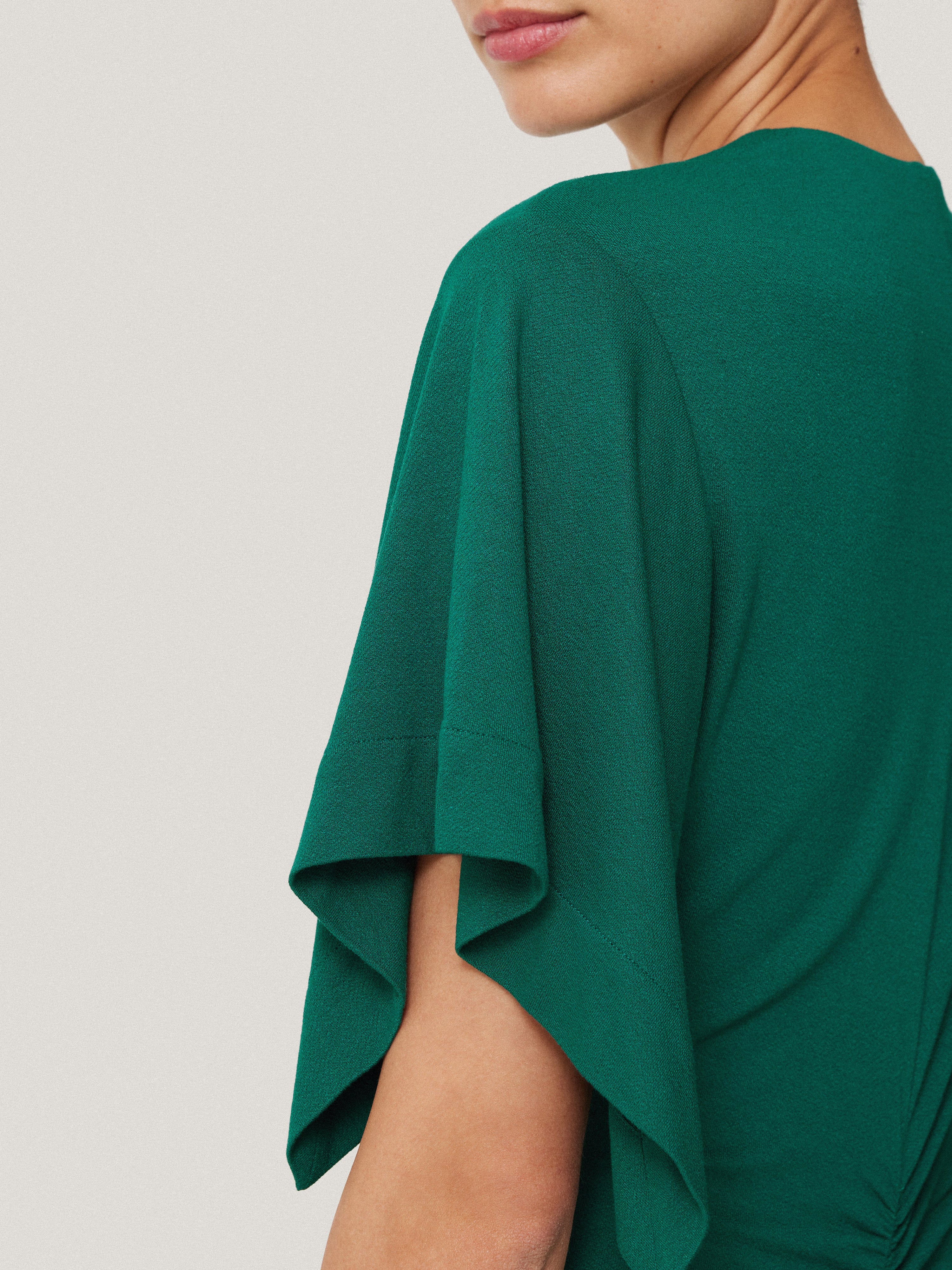 Crepe Flutter Sleeve Dress | Green - Image 4