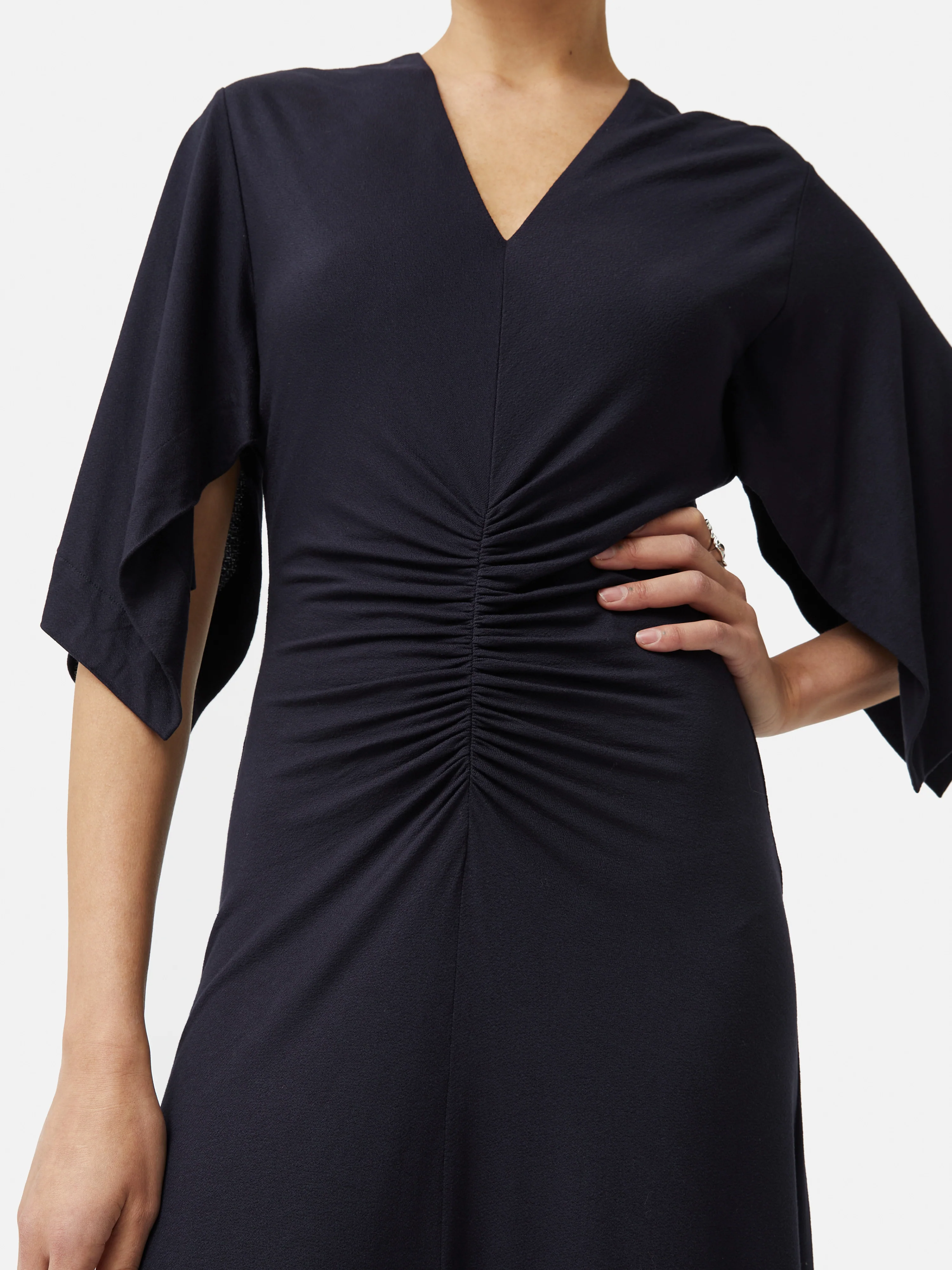 Crepe Handkerchief Dress | Navy - Image 3