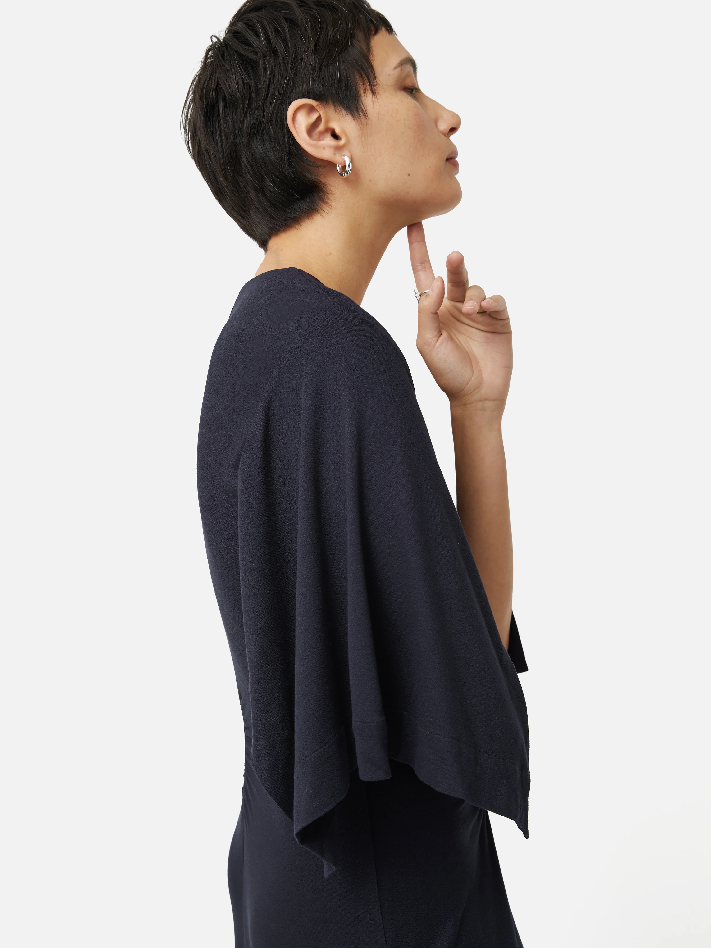 Crepe Handkerchief Dress | Navy - Image 4