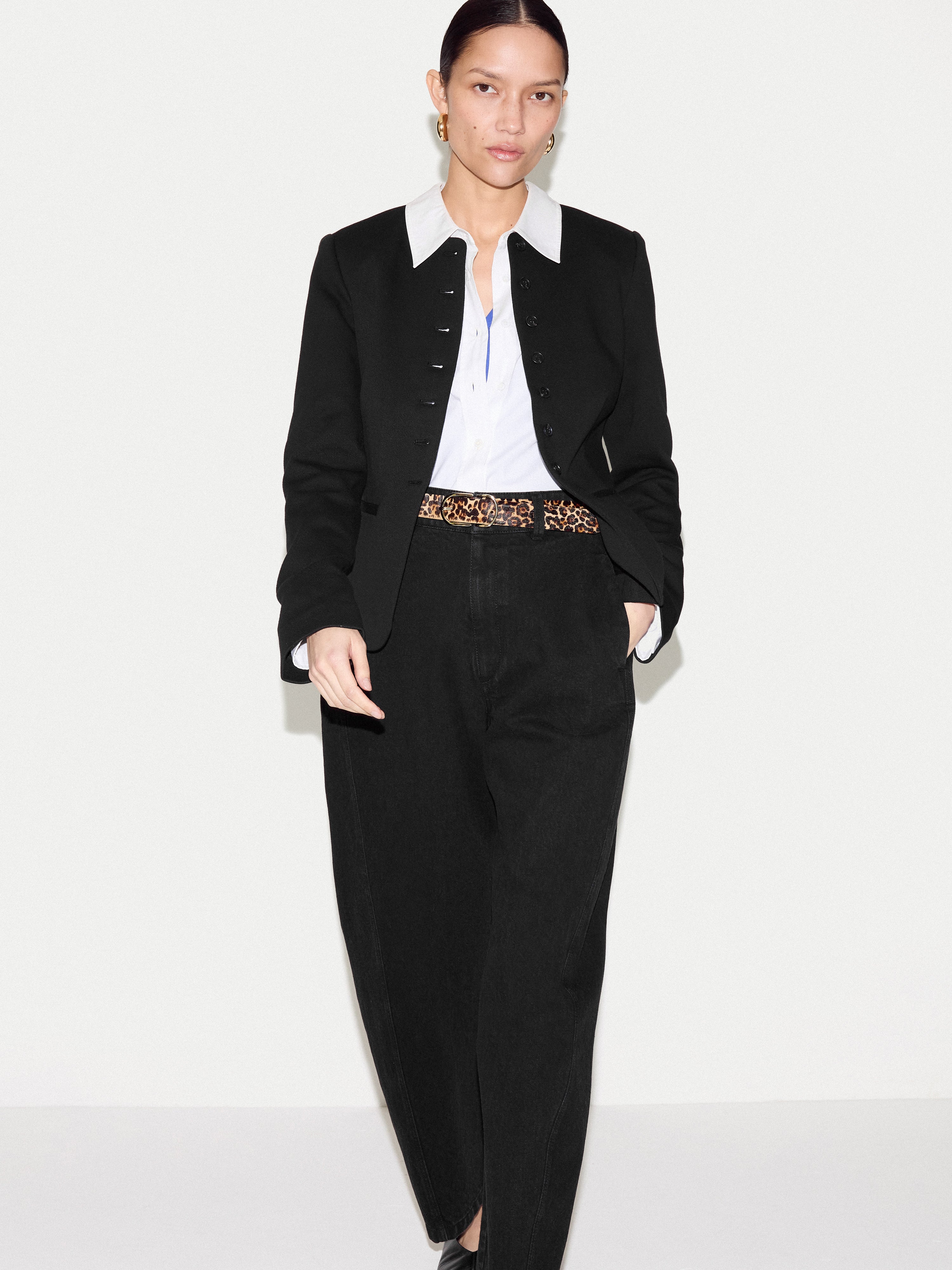 Crepe Jersey Button Jacket | Black - Image 2