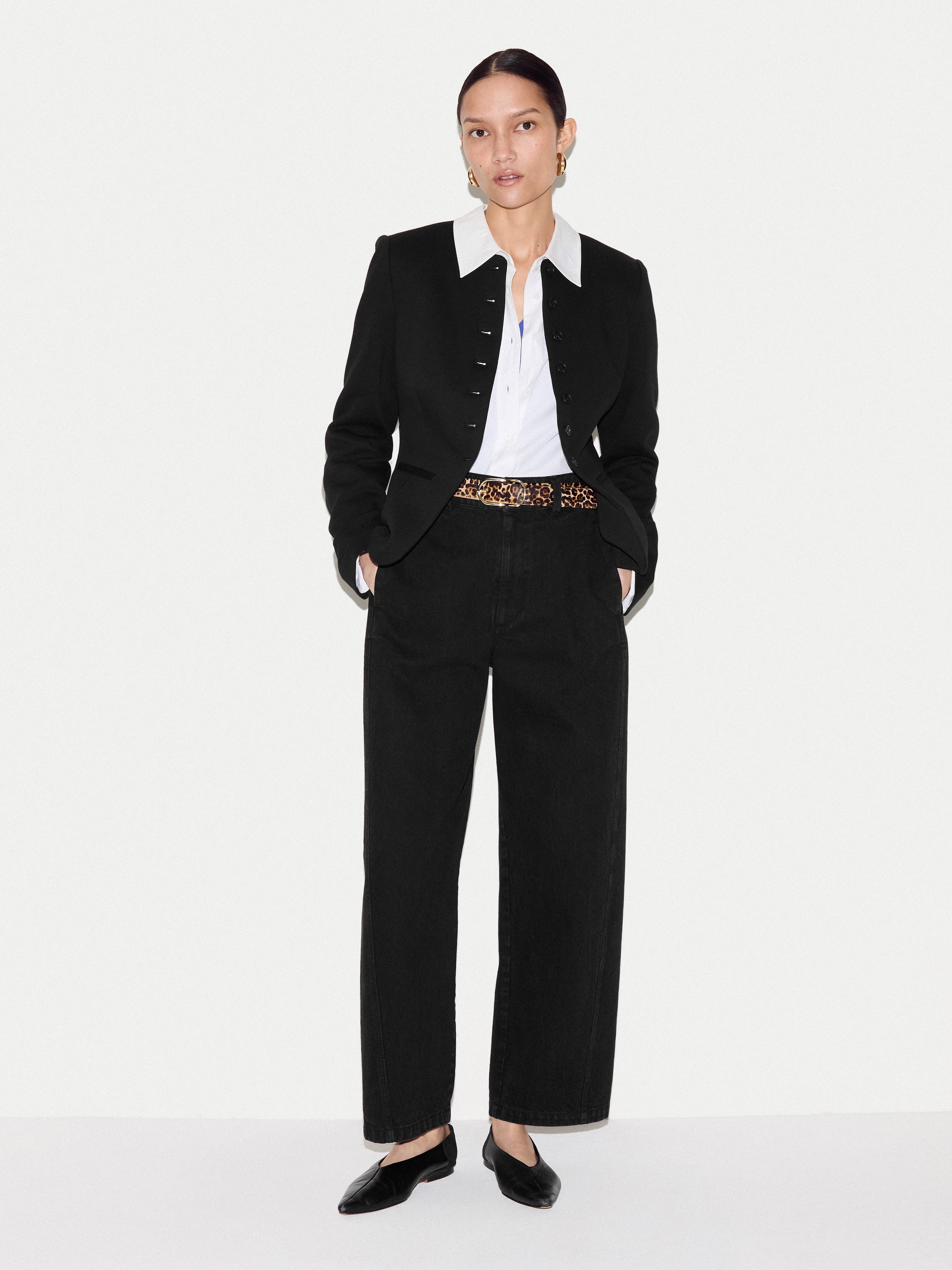 Crepe Jersey Button Jacket | Black - Image 4