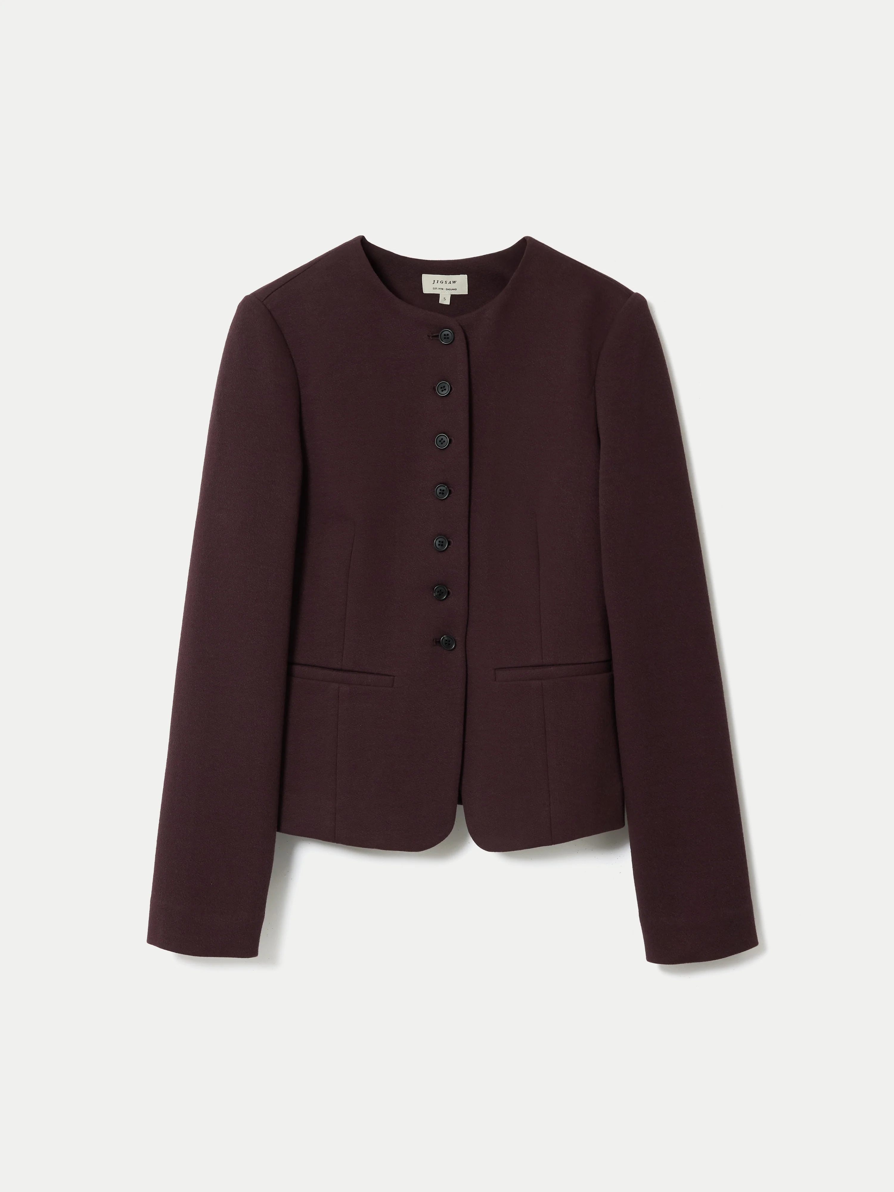 Crepe Jersey Button Jacket | Burgundy - Image 5