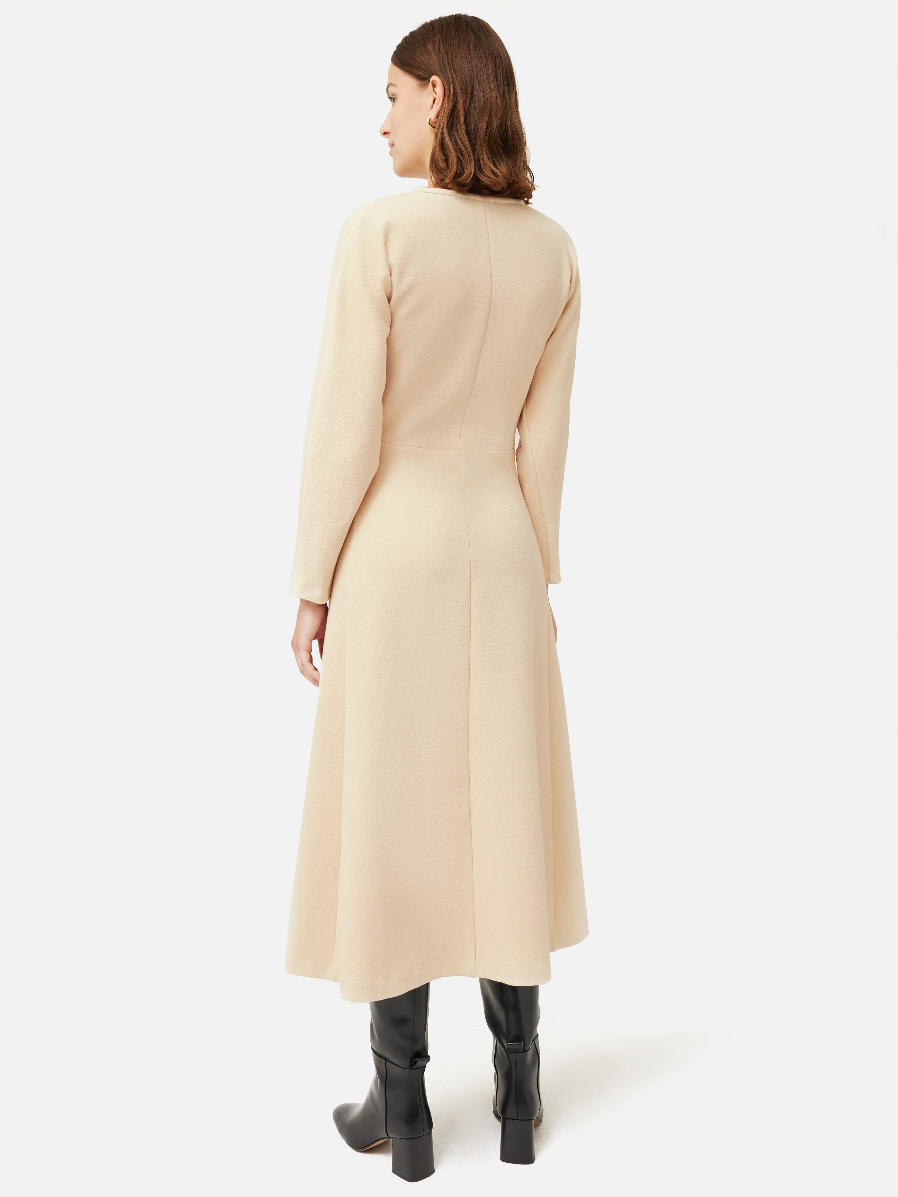 Crepe Jersey Zip Dress | Cream - Image 4