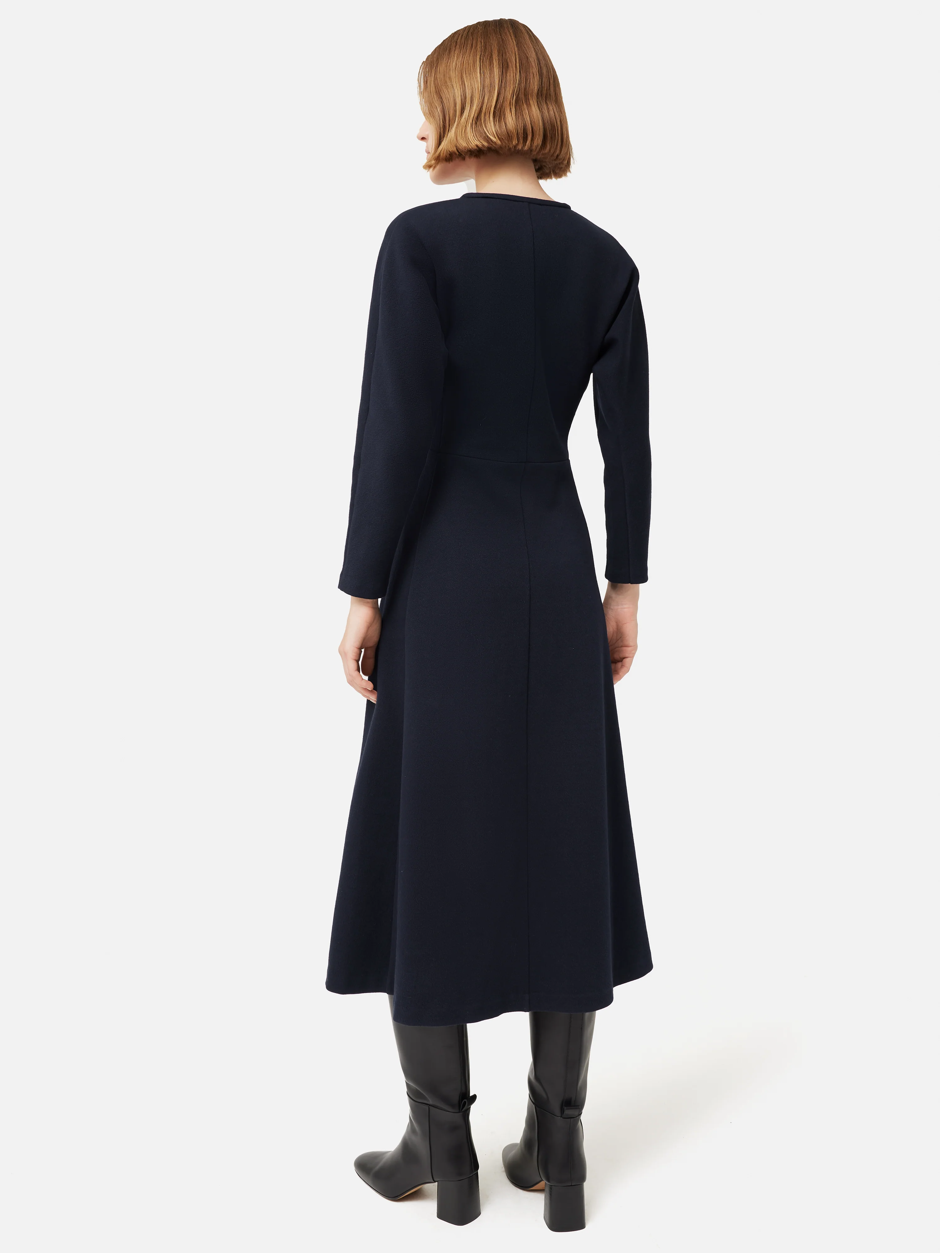 Crepe Jersey Zip Dress | Navy - Image 4