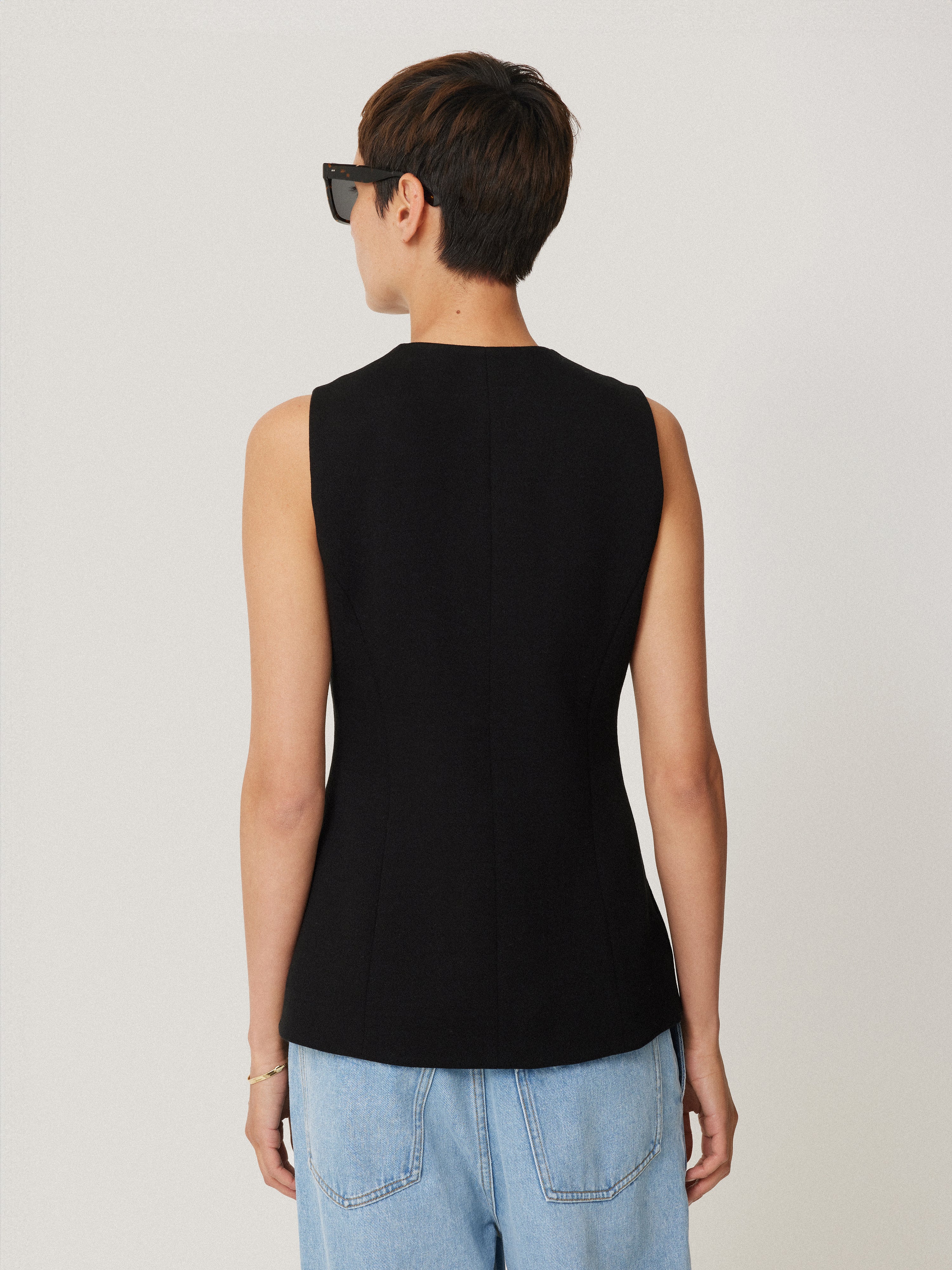 Crepe Ponte Jersey Waistcoat | Black - Image 5