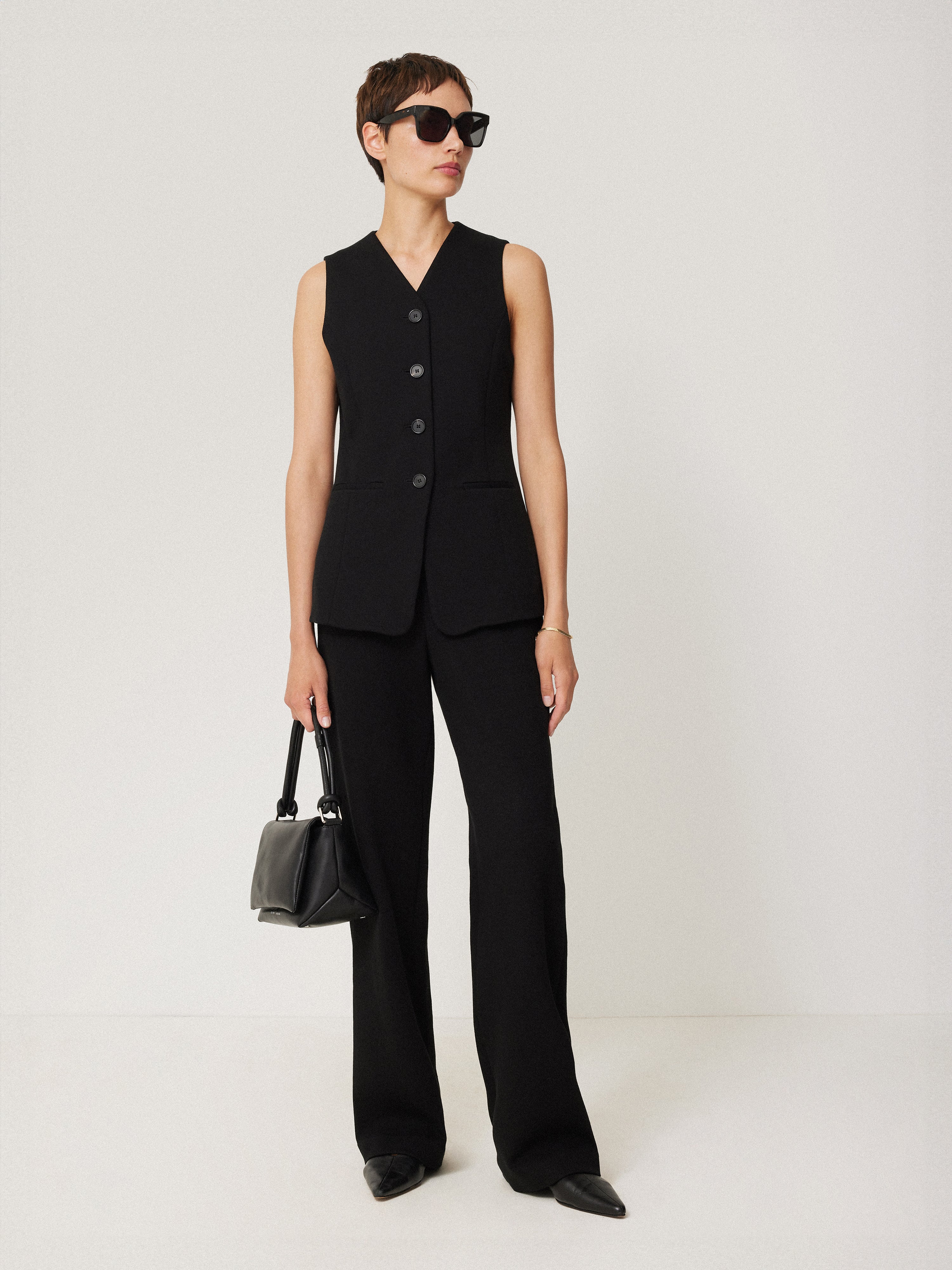Crepe Ponte Jersey Waistcoat | Black - Image 6