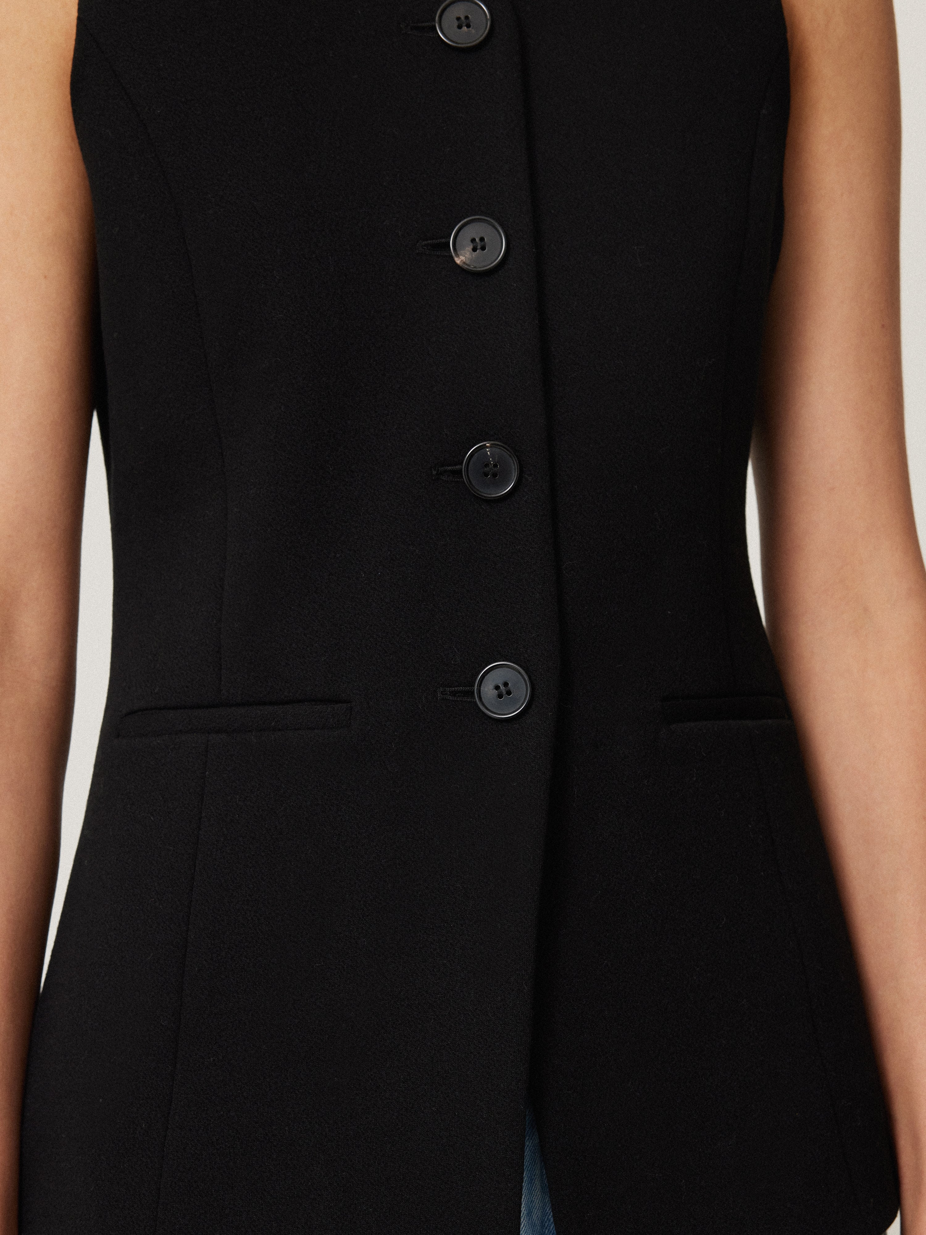 Crepe Ponte Jersey Waistcoat | Black - Image 7