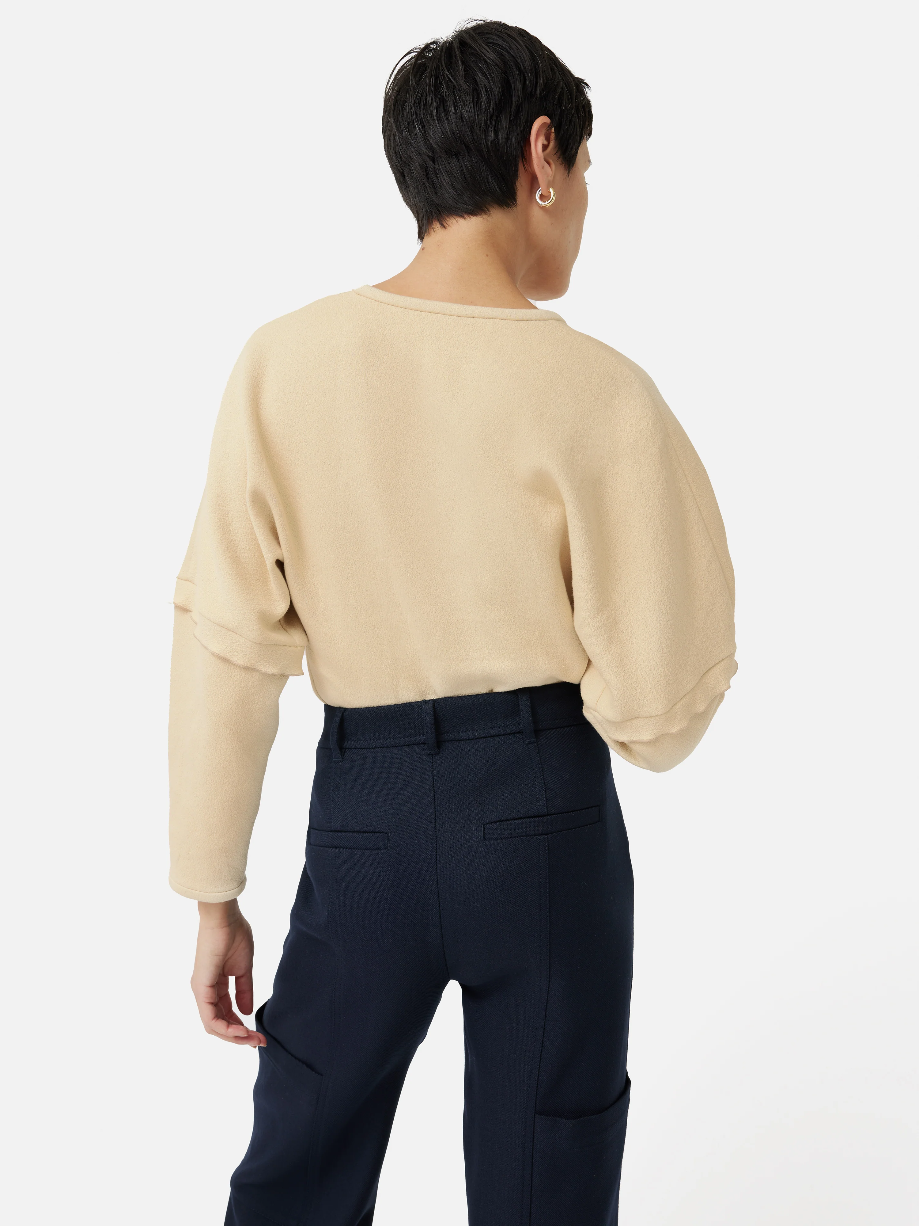 Crepe Ponte Scoop Top | Cream - Image 5