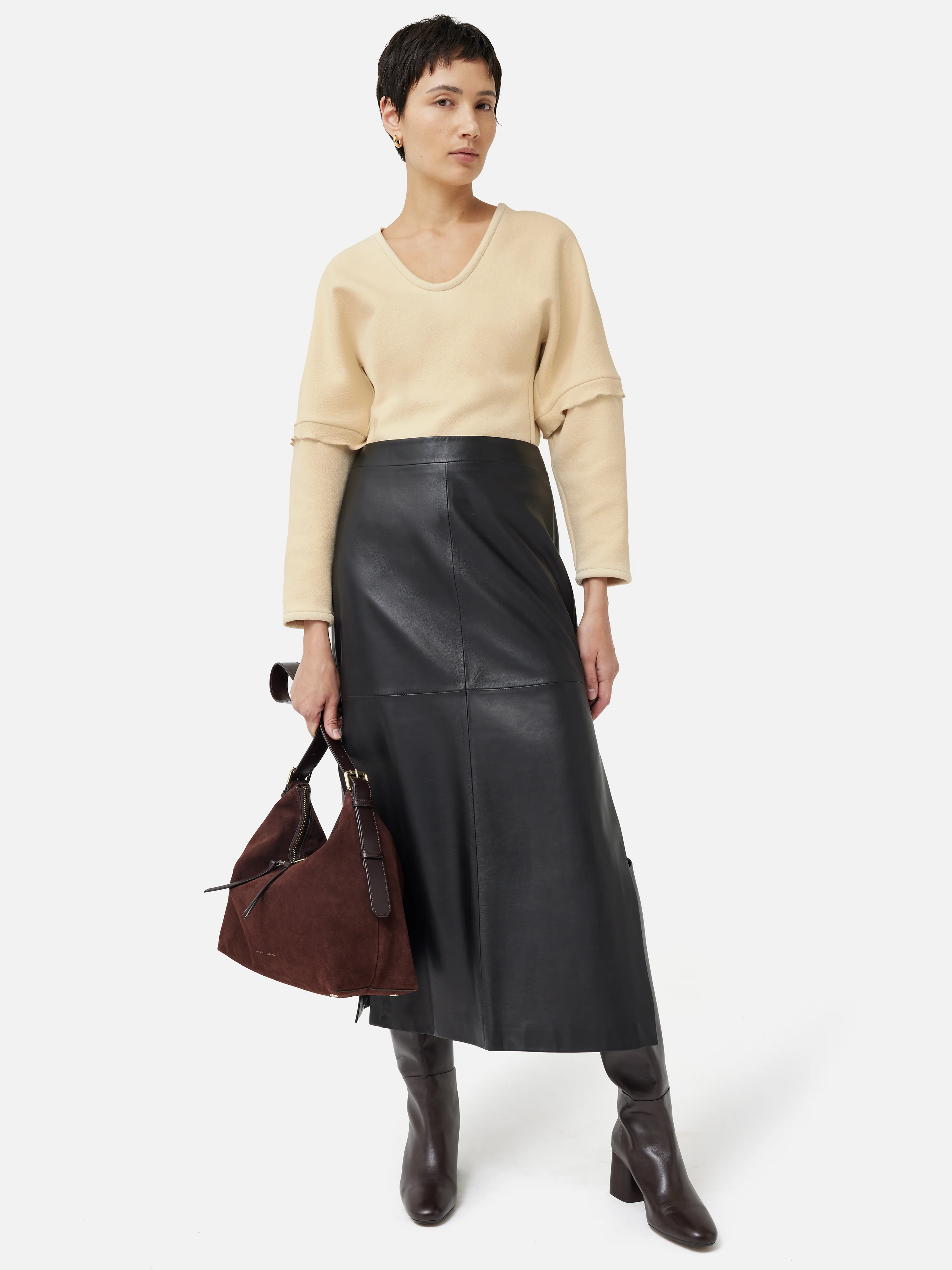 Crepe Ponte Scoop Top | Cream - Image 7