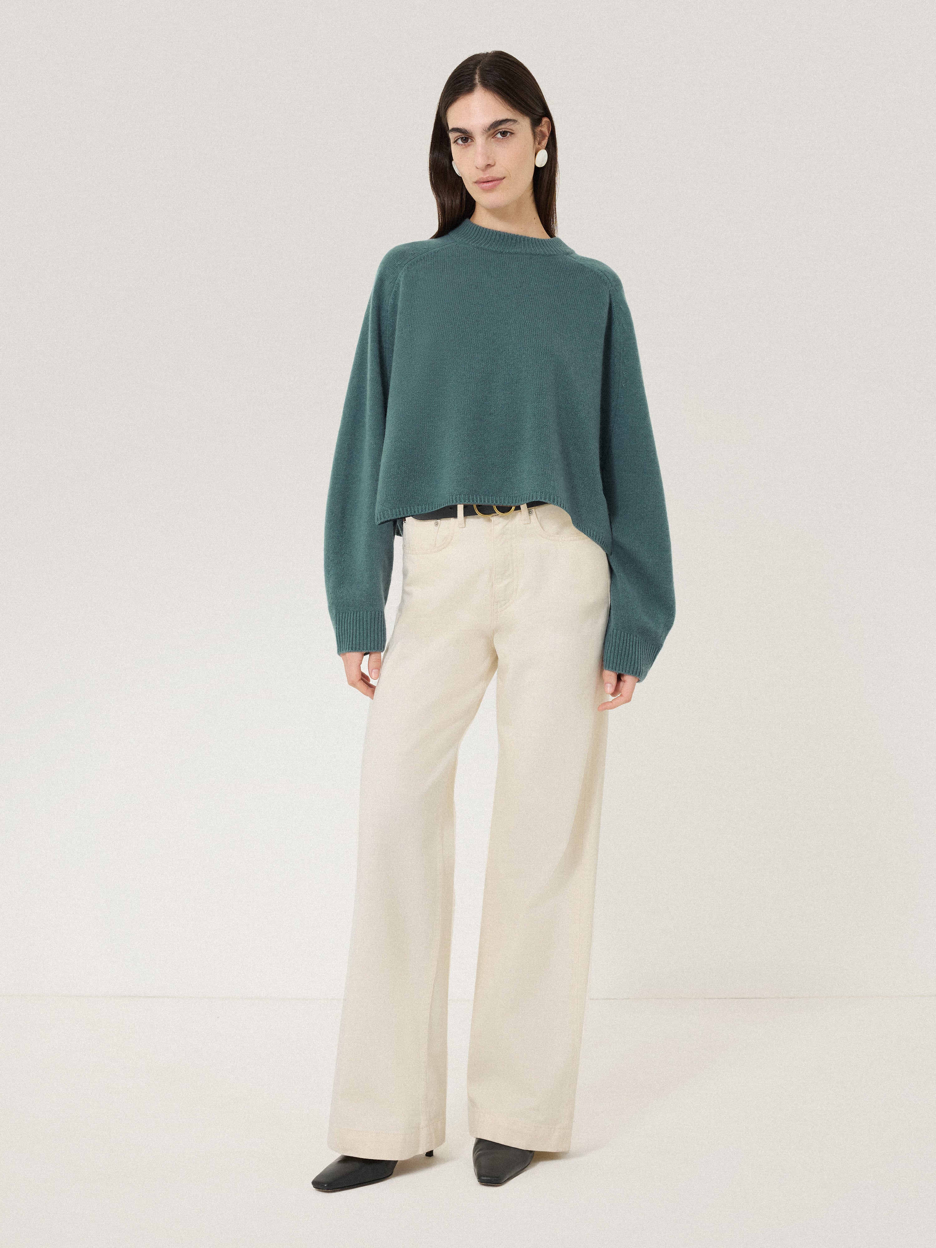 Crew Neck Poncho Jumper | Blue - Image 2