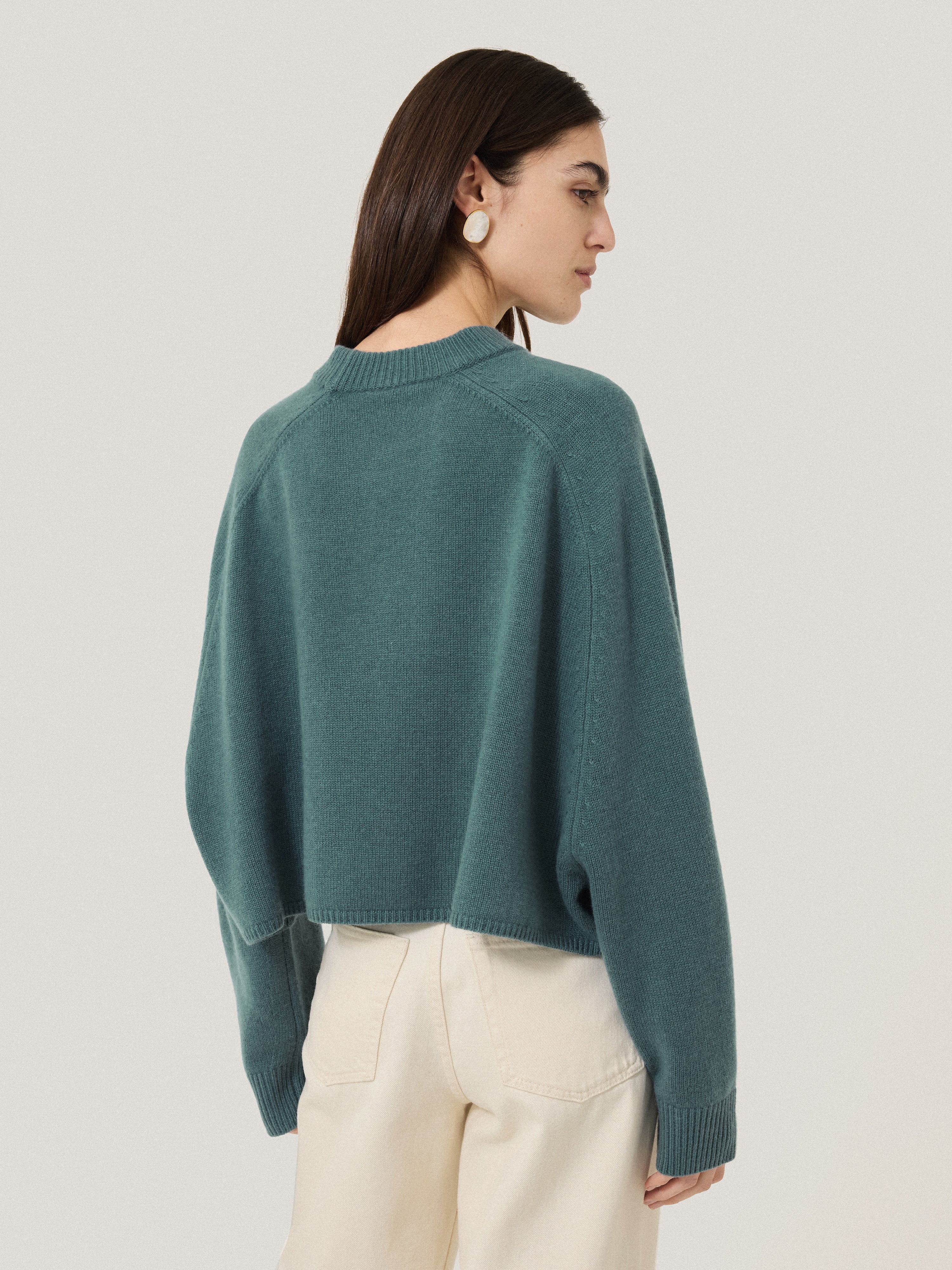 Crew Neck Poncho Jumper | Blue - Image 4