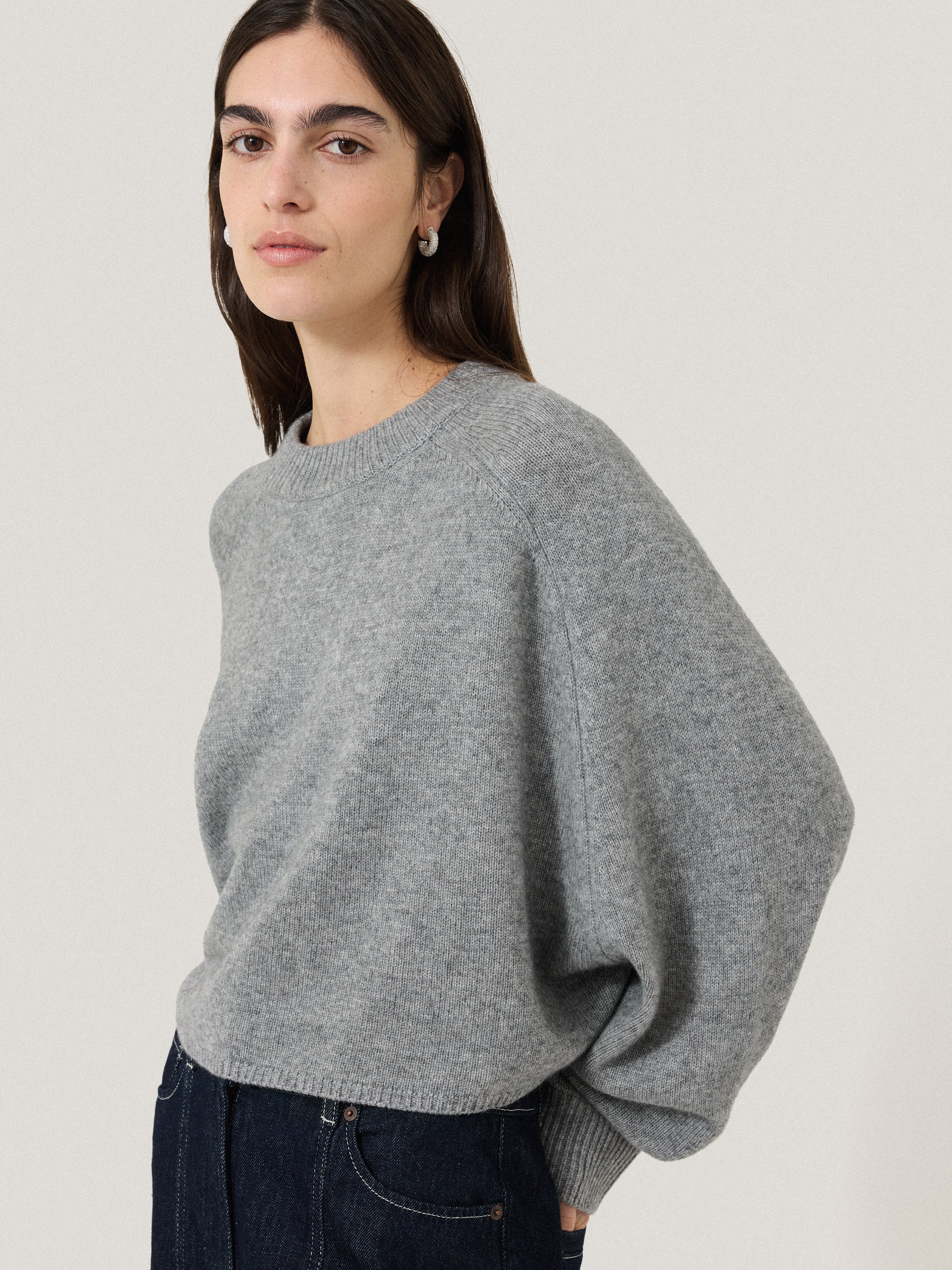 Crew Neck Poncho Jumper | Grey - Image 2