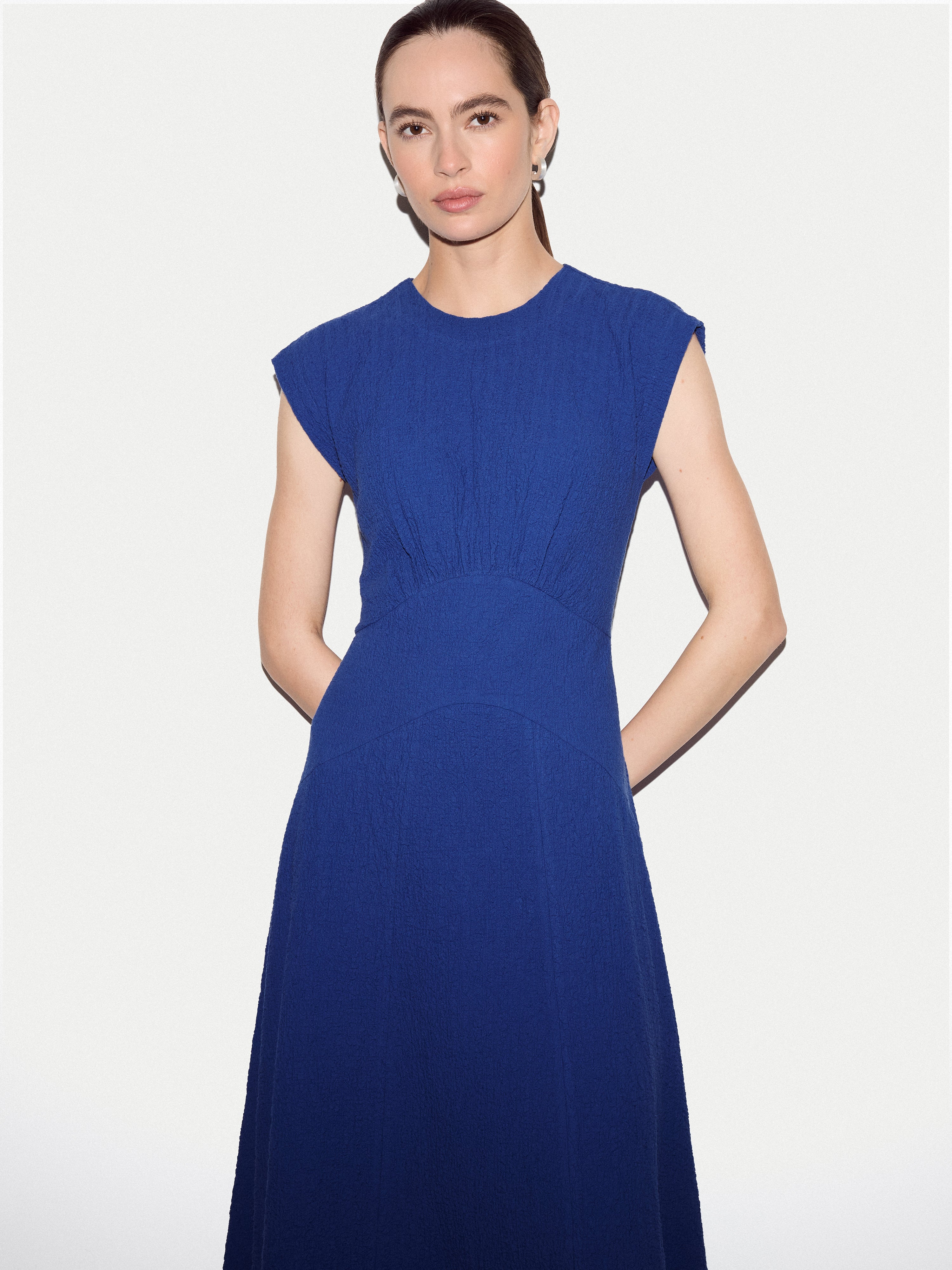 Crinkle Cotton Dress | Blue - Image 6