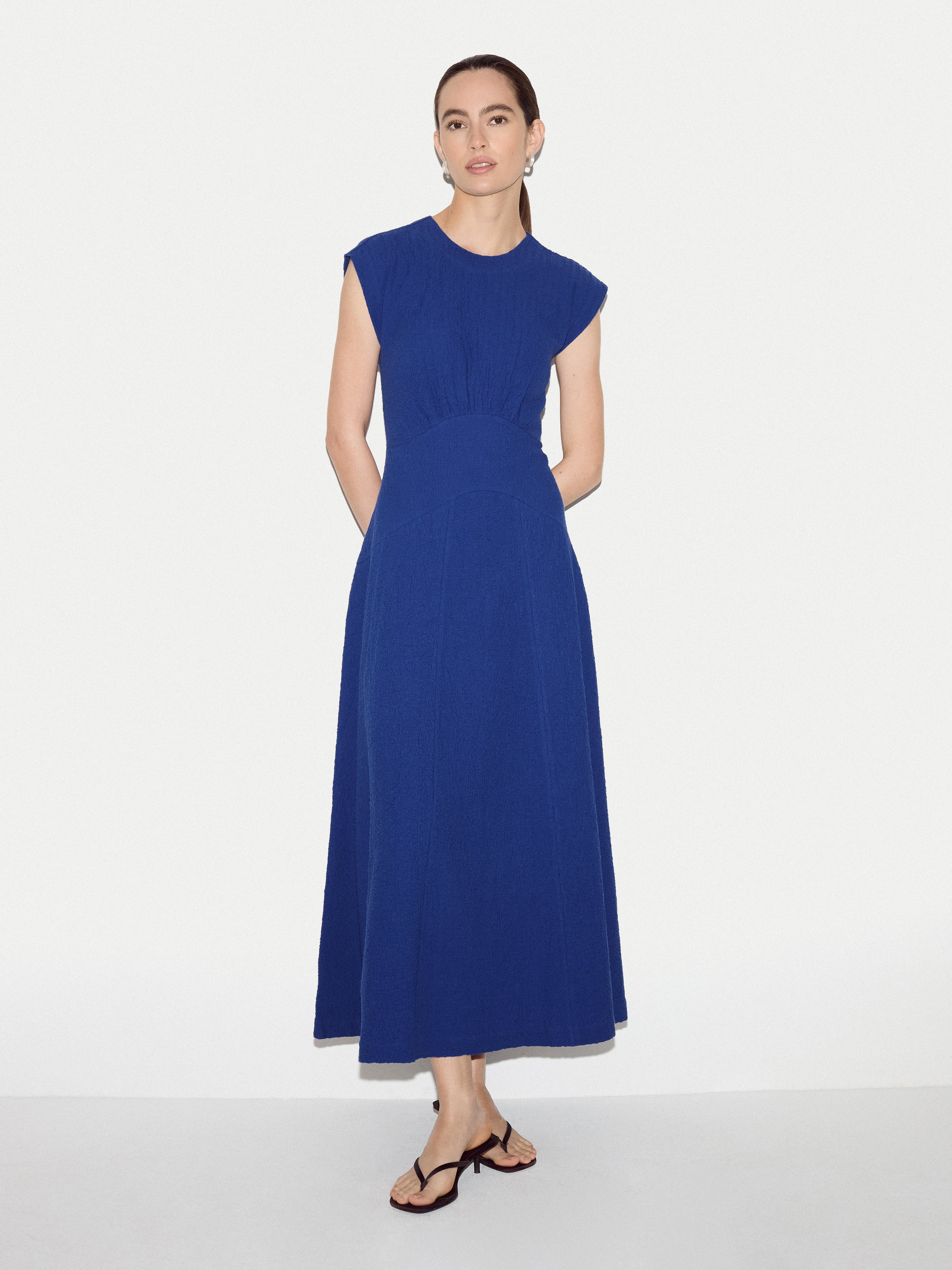 Crinkle Cotton Dress | Blue - Image 8