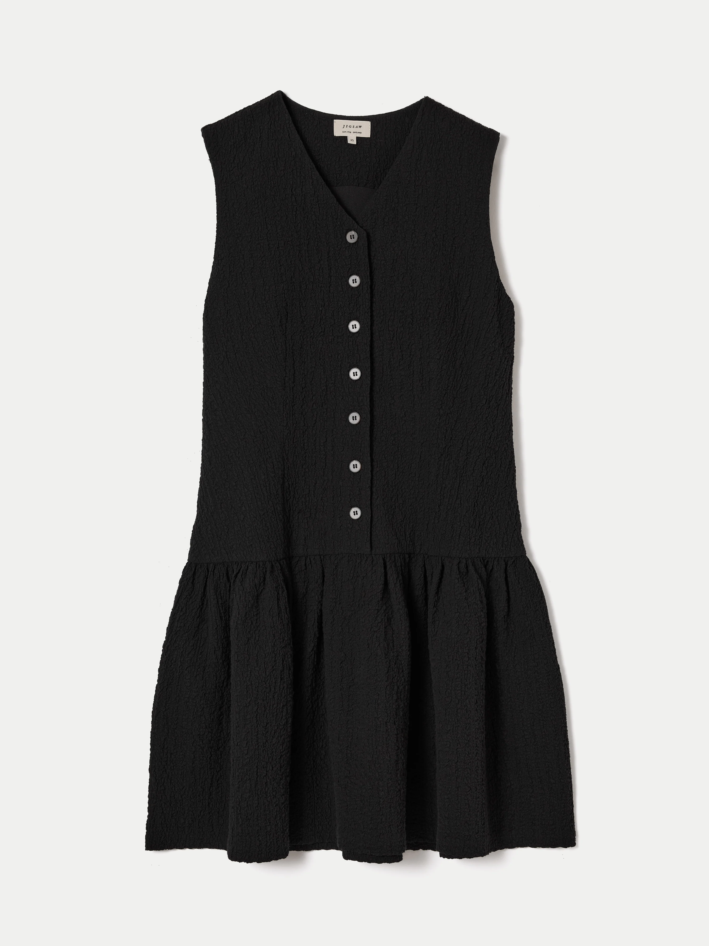 Crinkle Cotton Waistcoat Dress | Black - Image 6