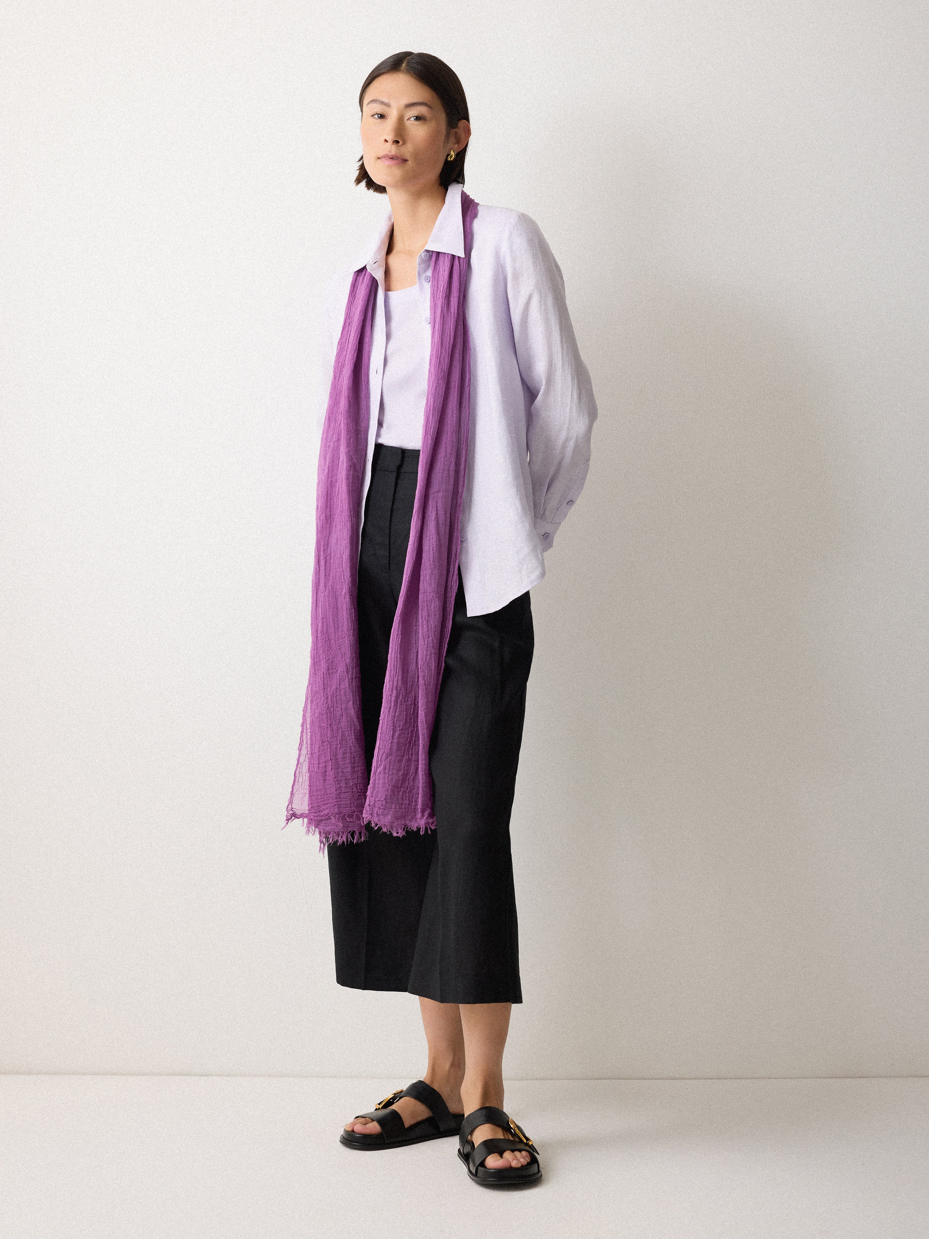 Crinkle Cotton Woven Scarf | Purple - Image 2