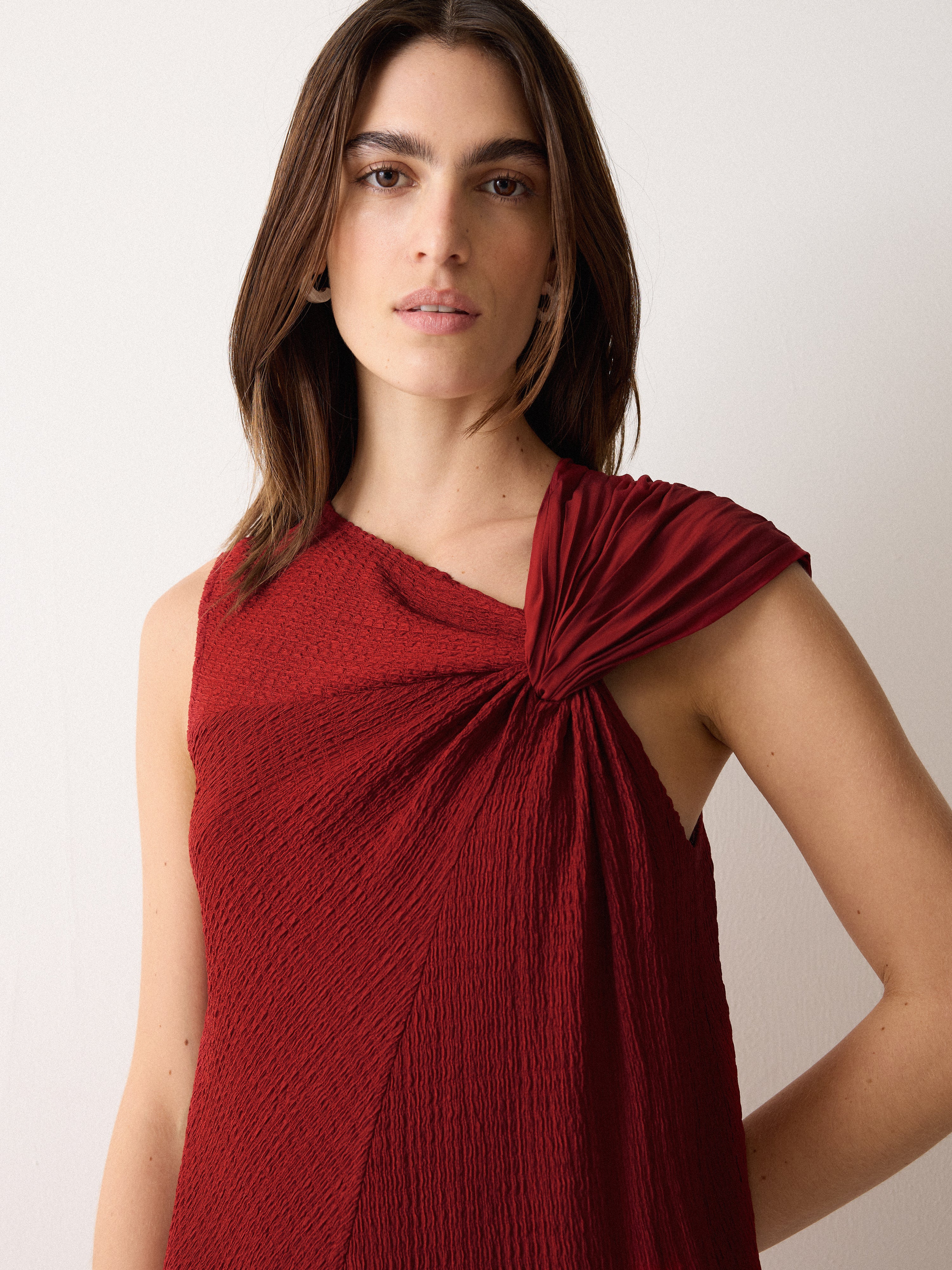 Crinkle Jersey Flowy Dress | Red - Image 2