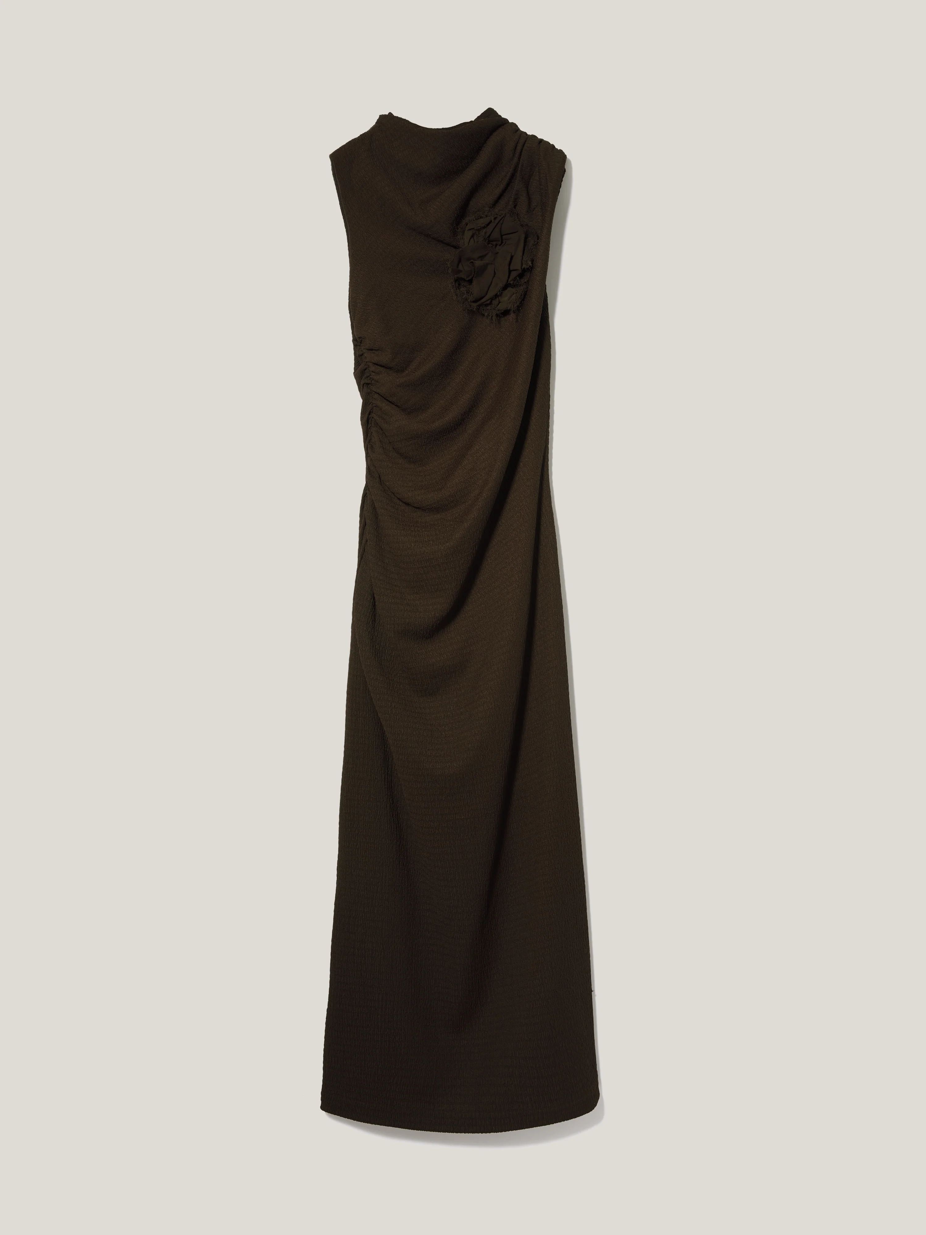 Crinkle Ruched Corsage Dress | Dark Brown - Image 7