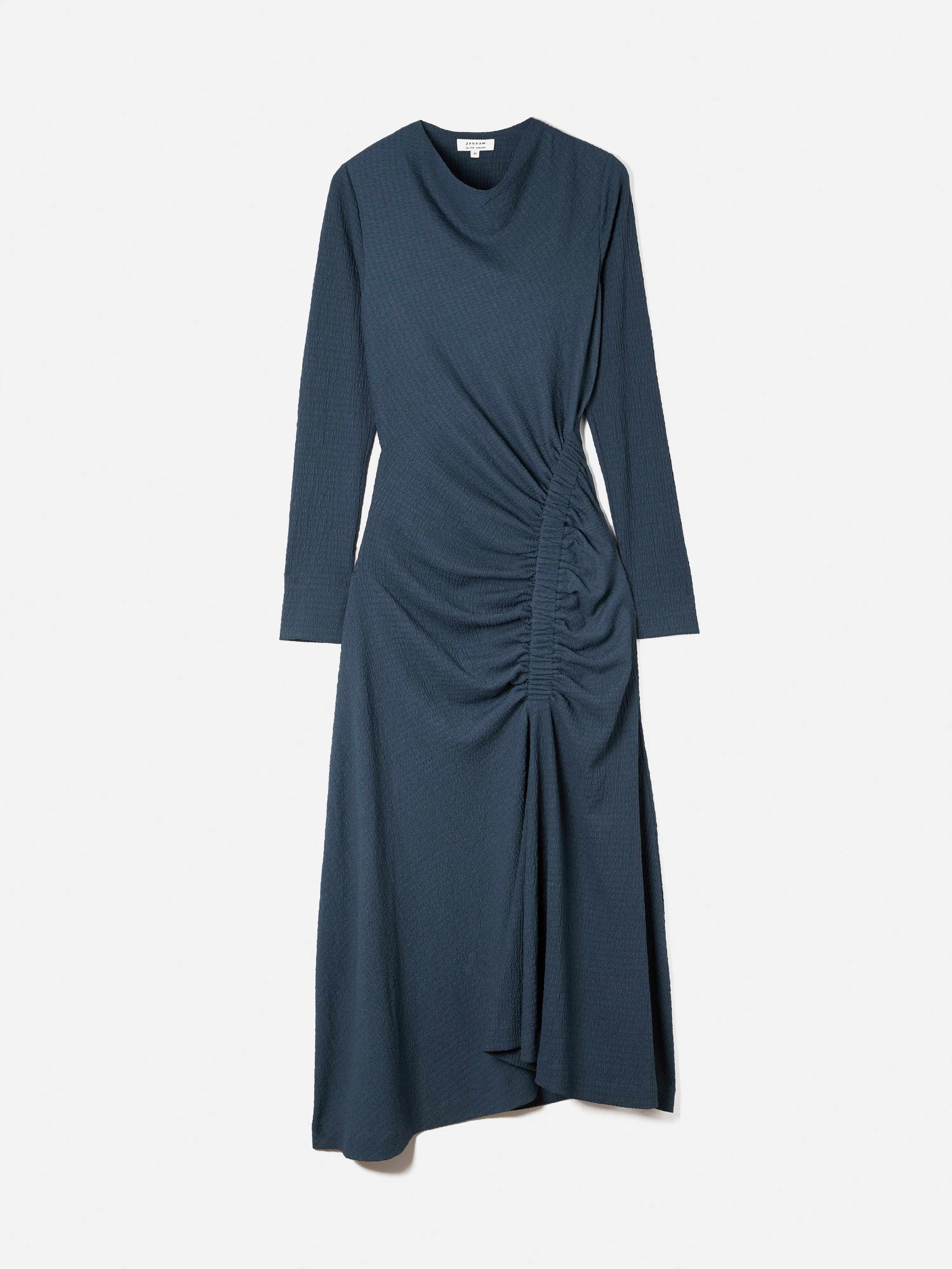 Crinkle Ruched Jersey Dress | Blue - Image 7
