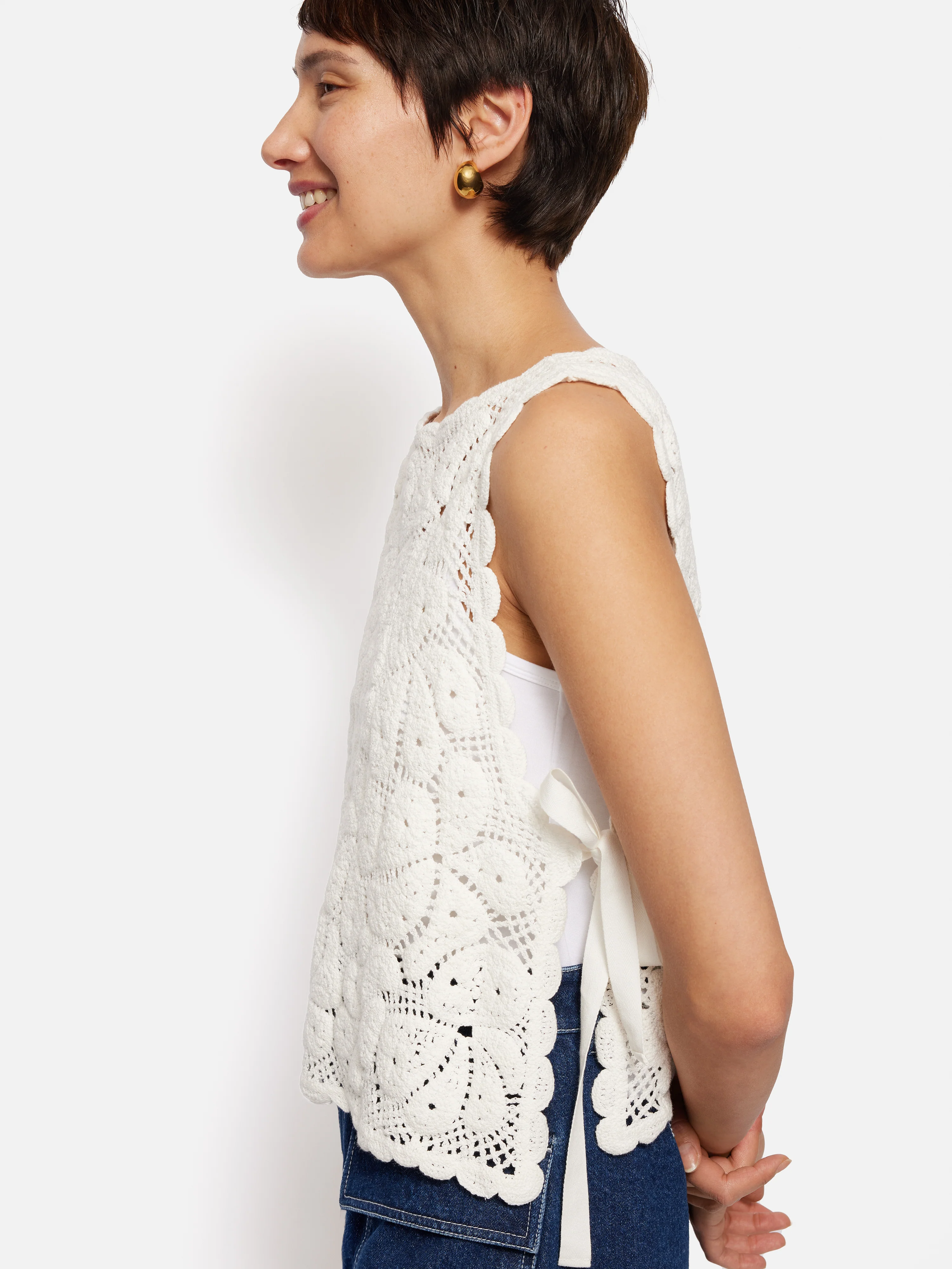 Crochet Embroidered Tank | Ivory - Image 3
