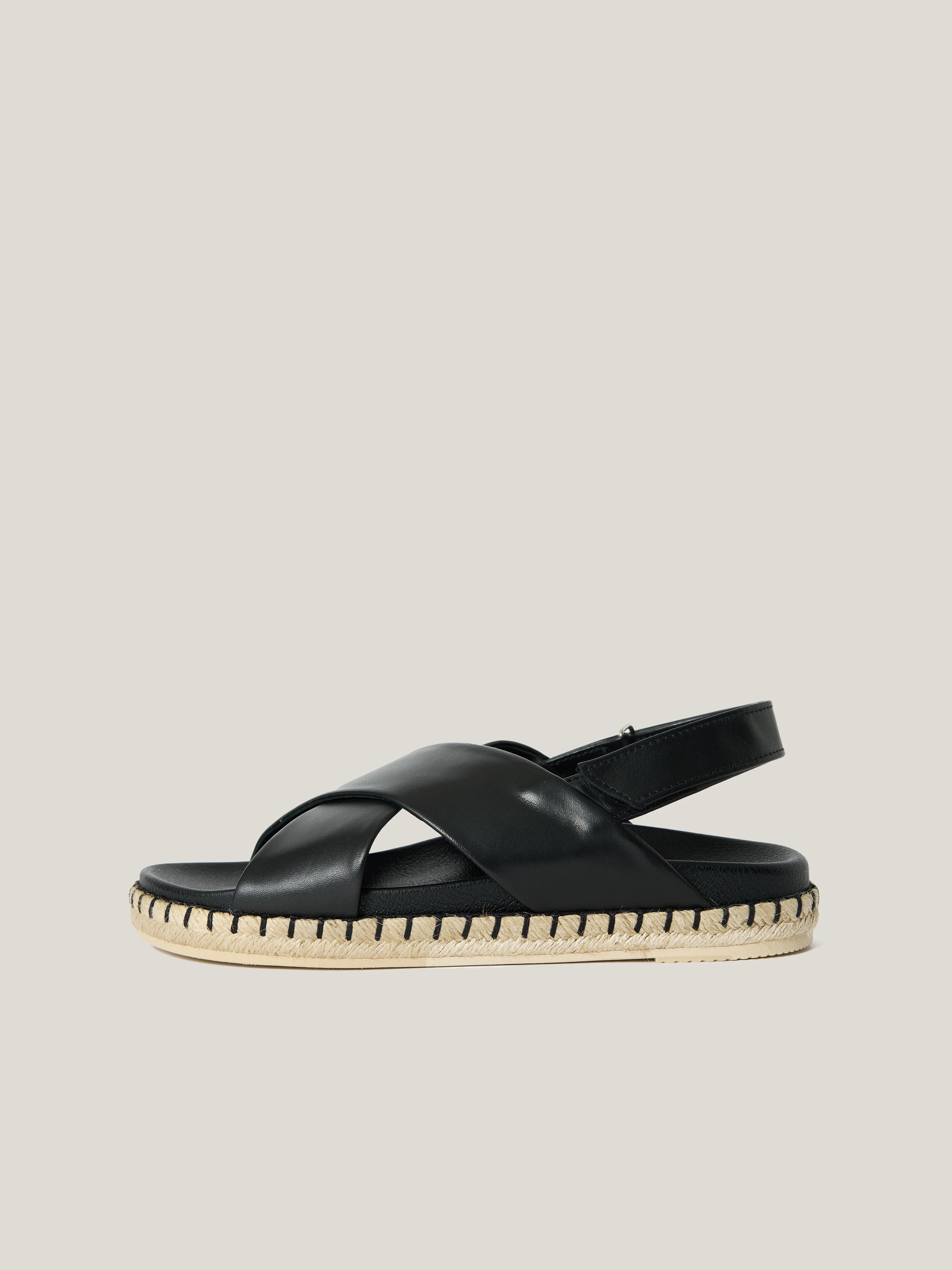 Cross Strap Espadrille Sandal | Black - Image 3