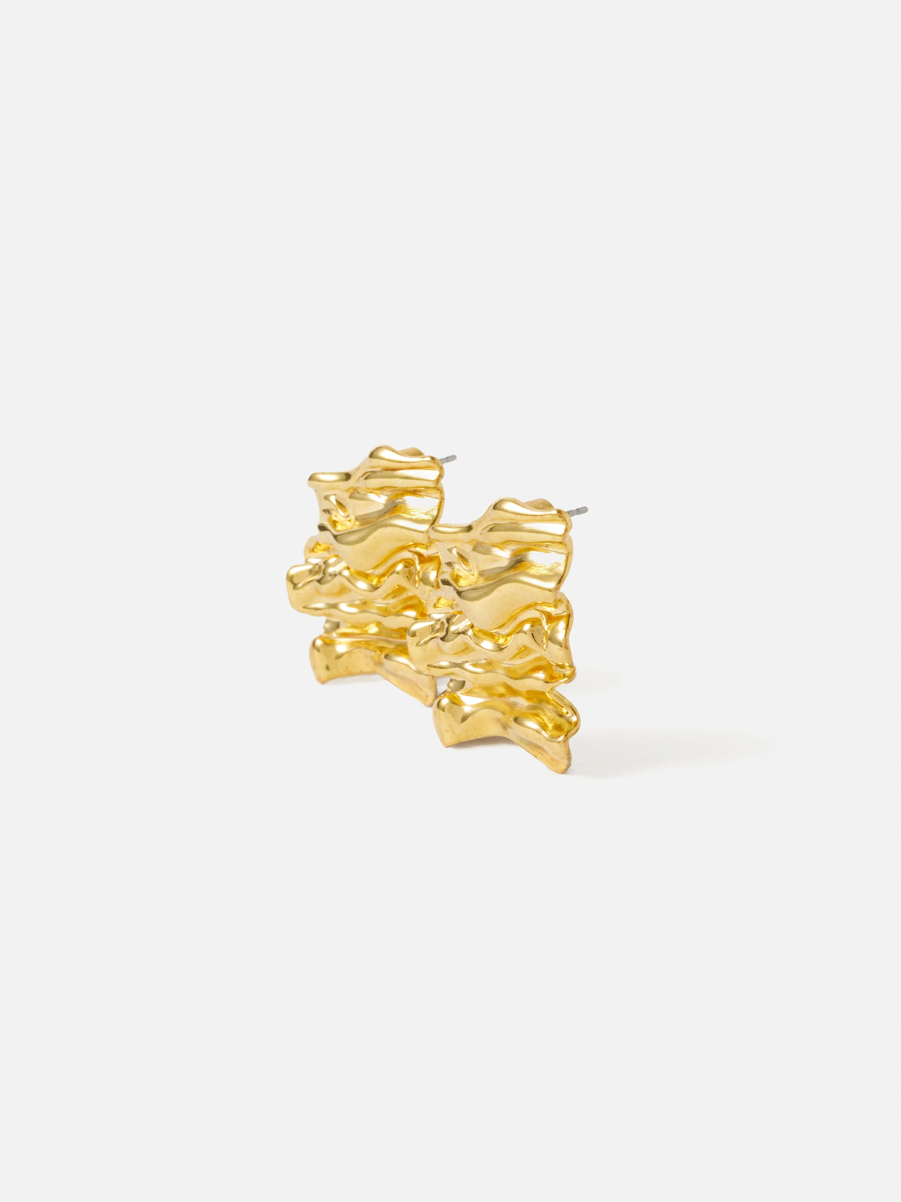 Crumpled Textured Earrings | Gold - Image 3