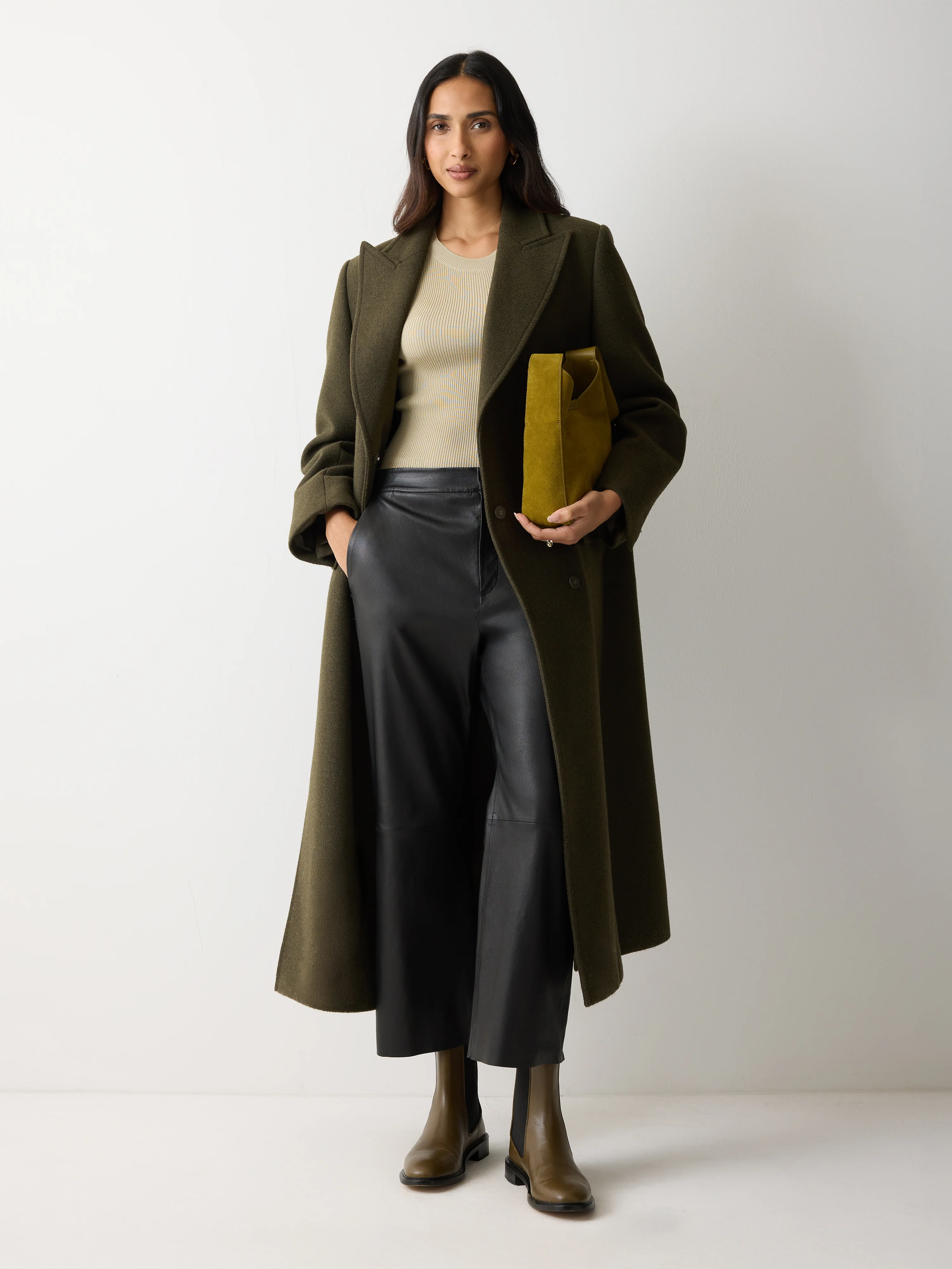 Dale Cropped Leather Trouser | Black