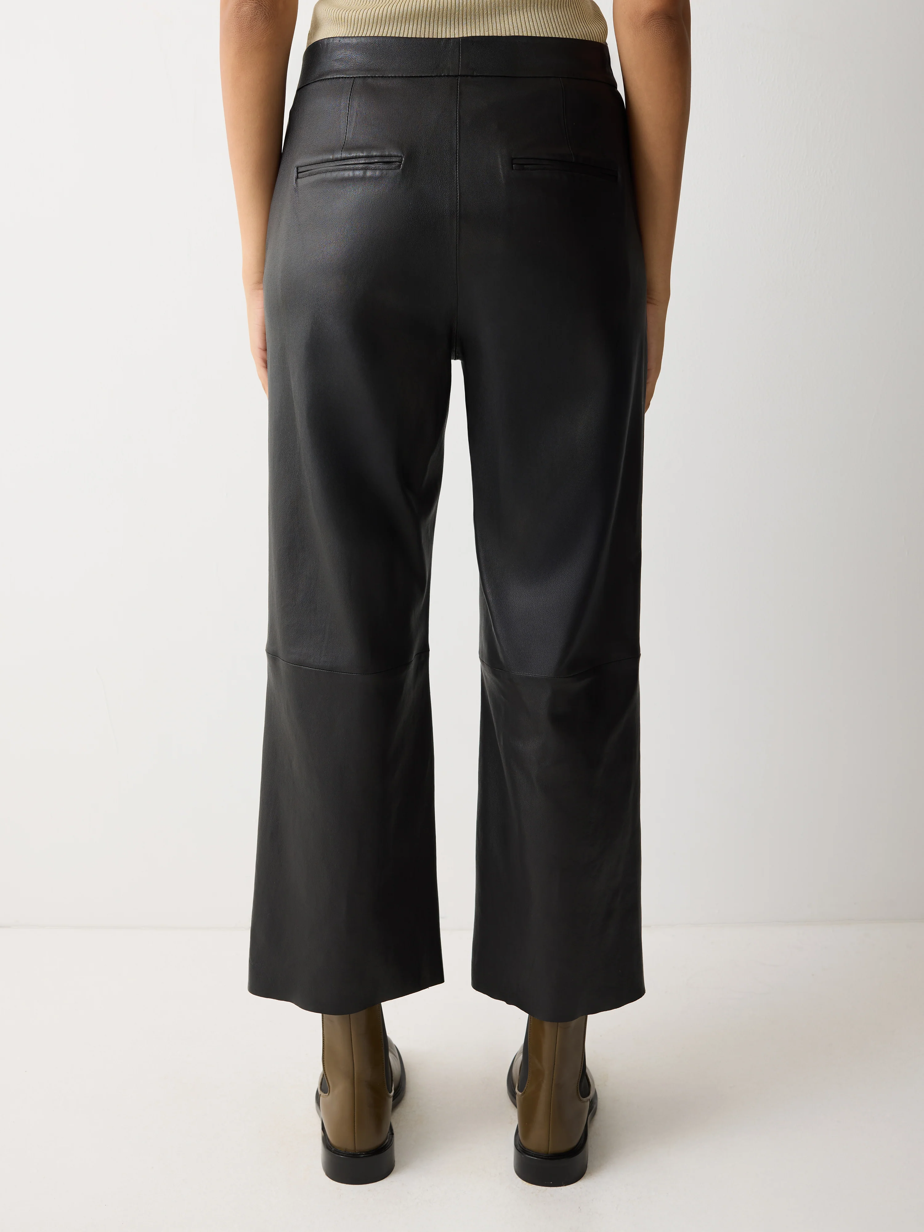 Dale Cropped Leather Trouser | Black - Image 3
