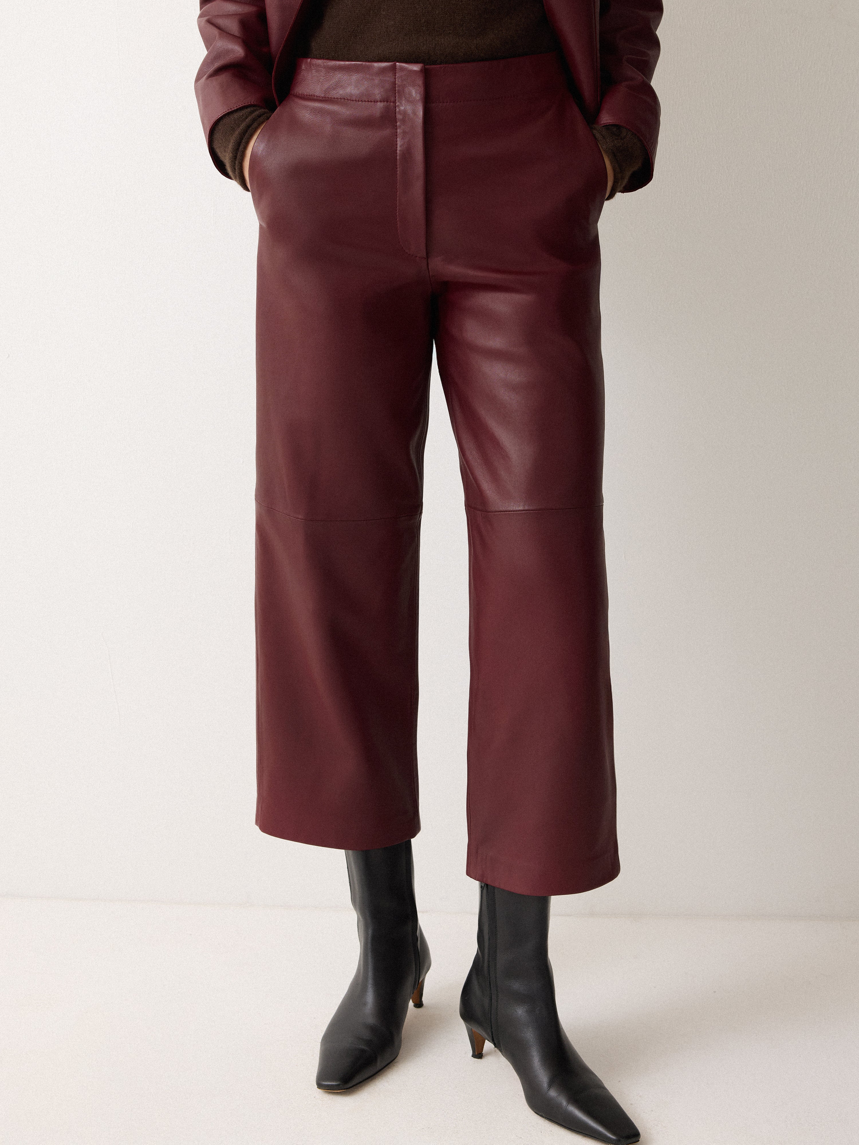 Dale Cropped Leather Trouser | Red - Image 2
