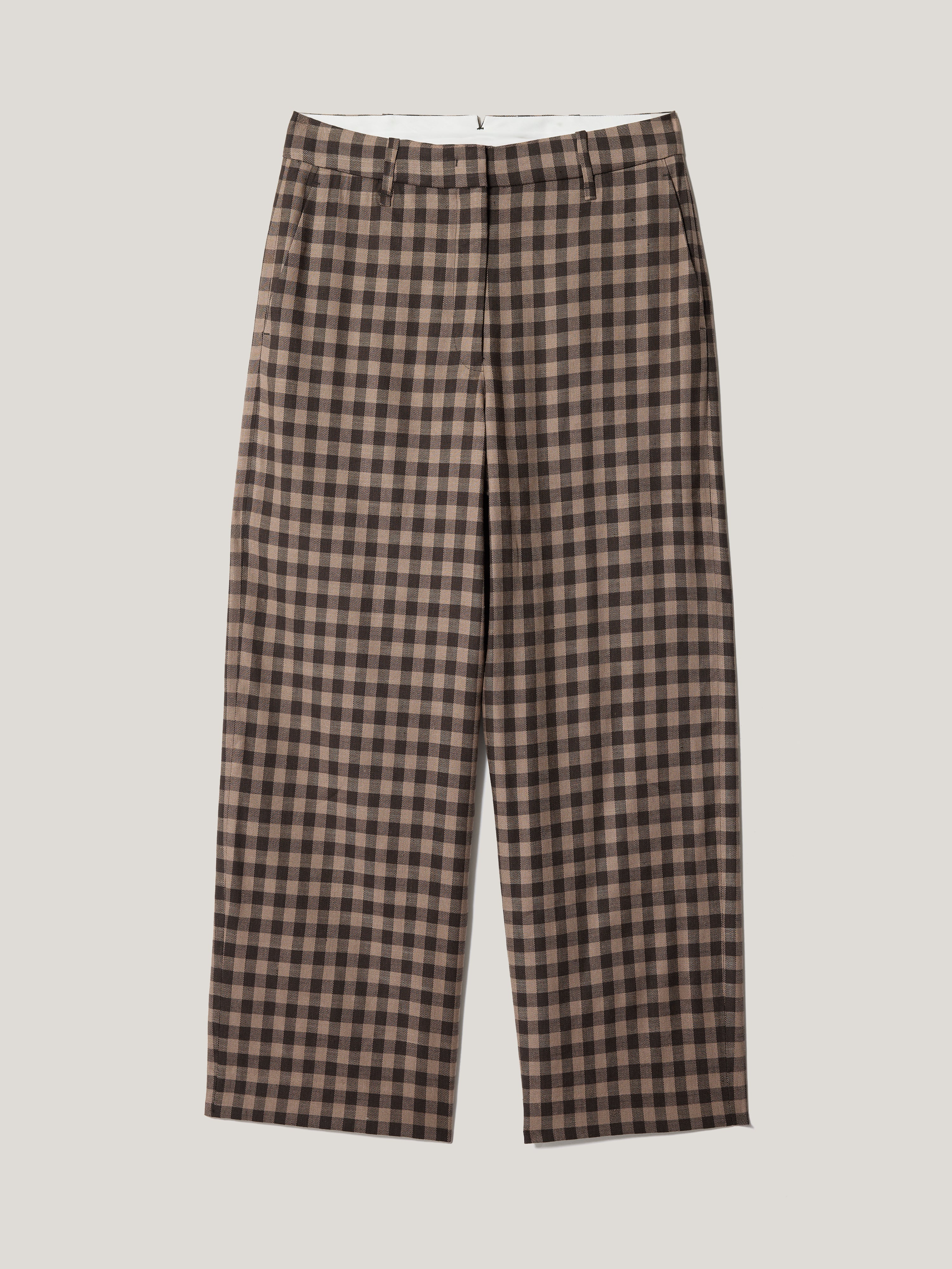 Dale Linen Check Trouser | Brown - Image 5