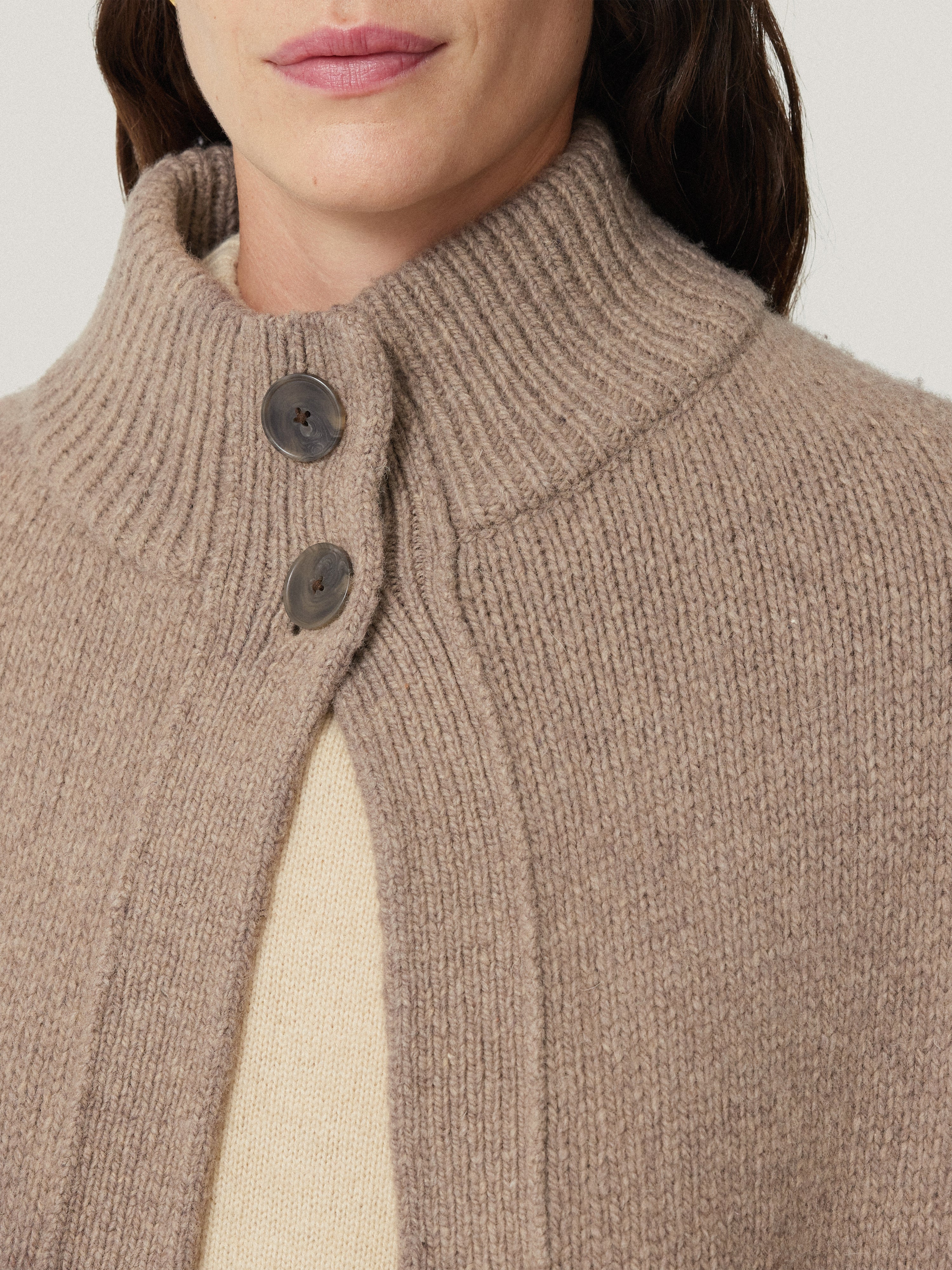 Deconstructed Knitted Cape | Taupe - Image 2