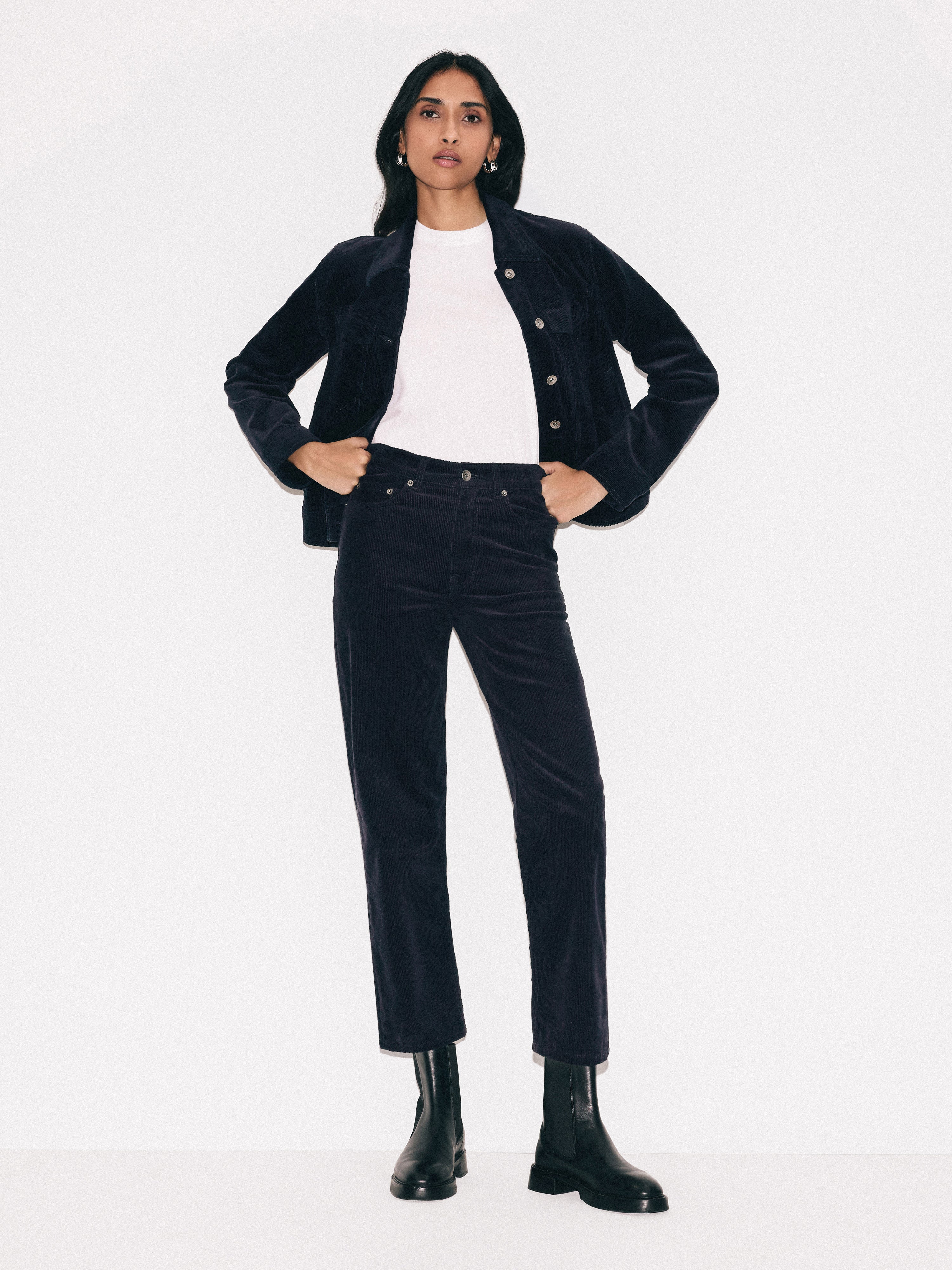 Delmont Cord Tapered Jean | Navy
