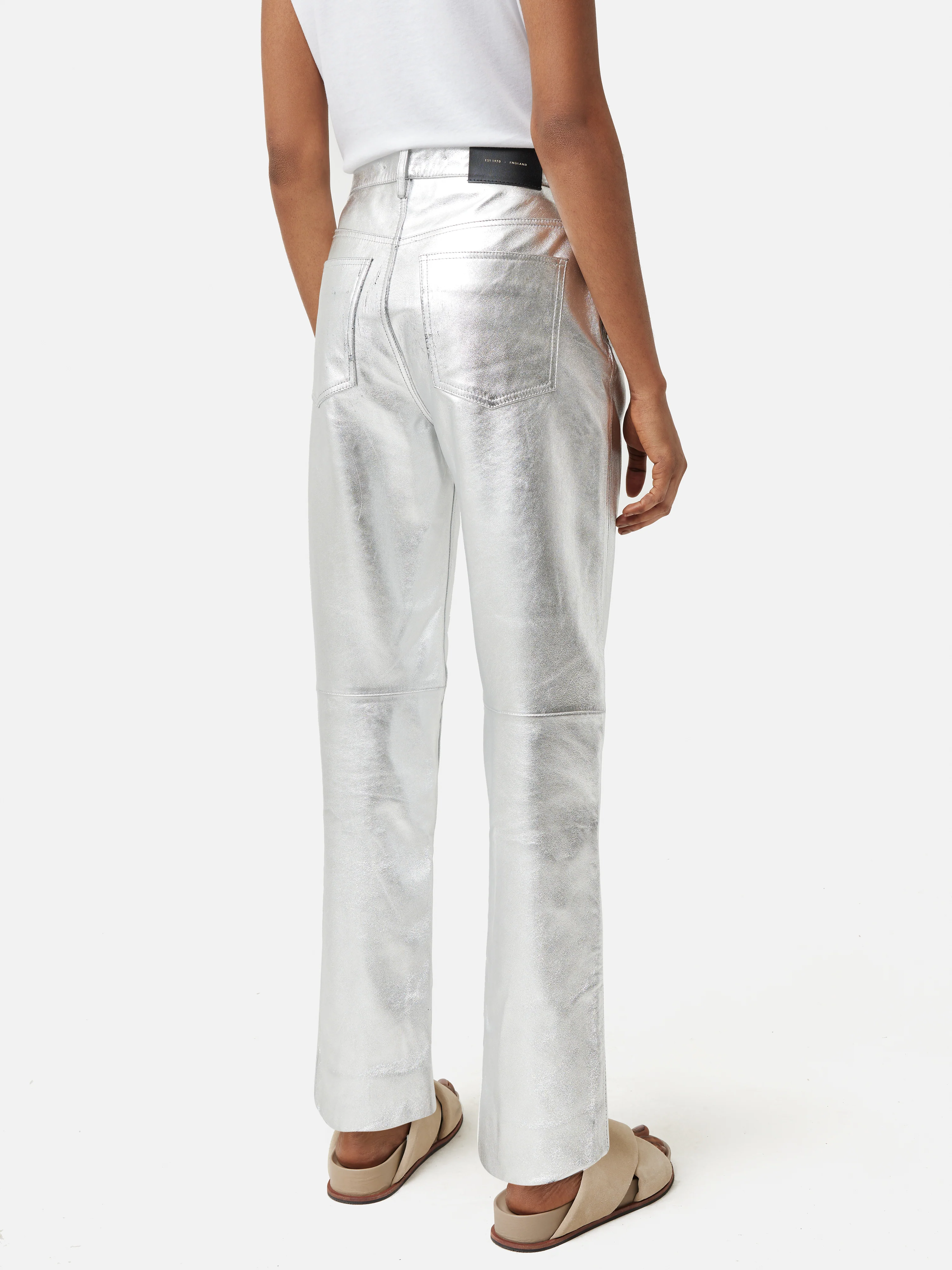 Delmont Leather Tapered Jean | Silver - Image 5