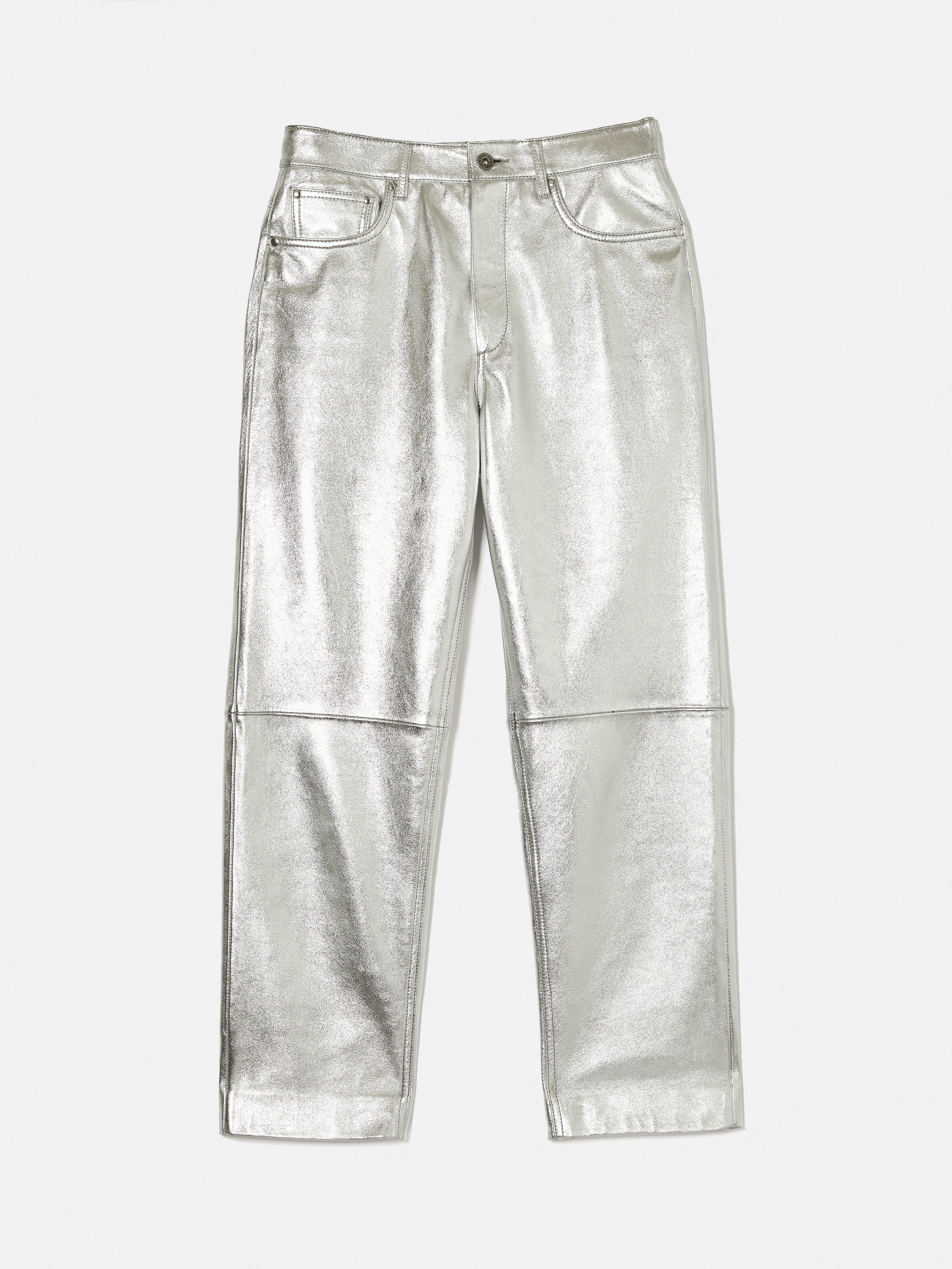 Delmont Leather Tapered Jean | Silver - Image 6