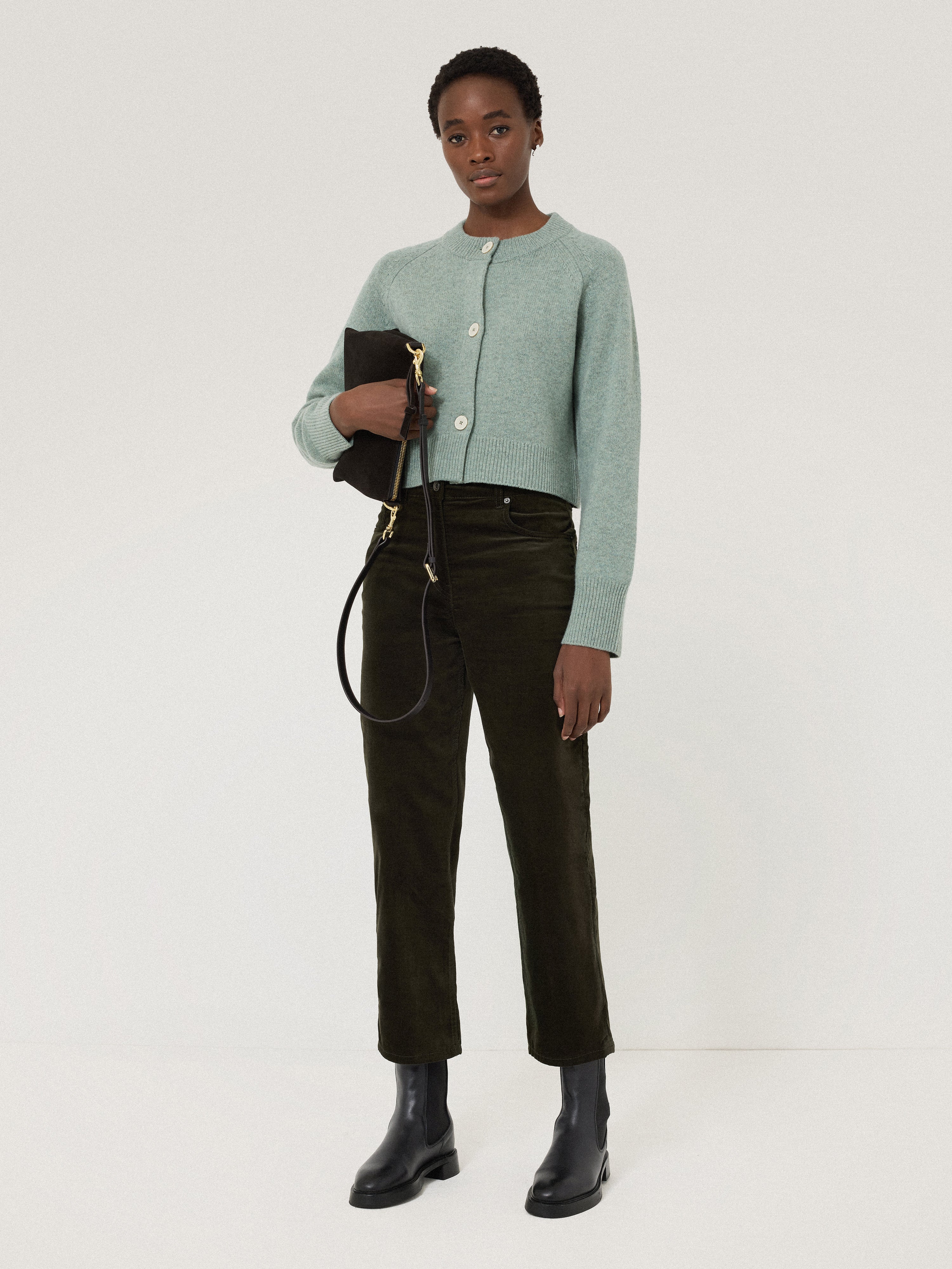 Delmont Velvet Tapered Jean | Dark Green - Image 6
