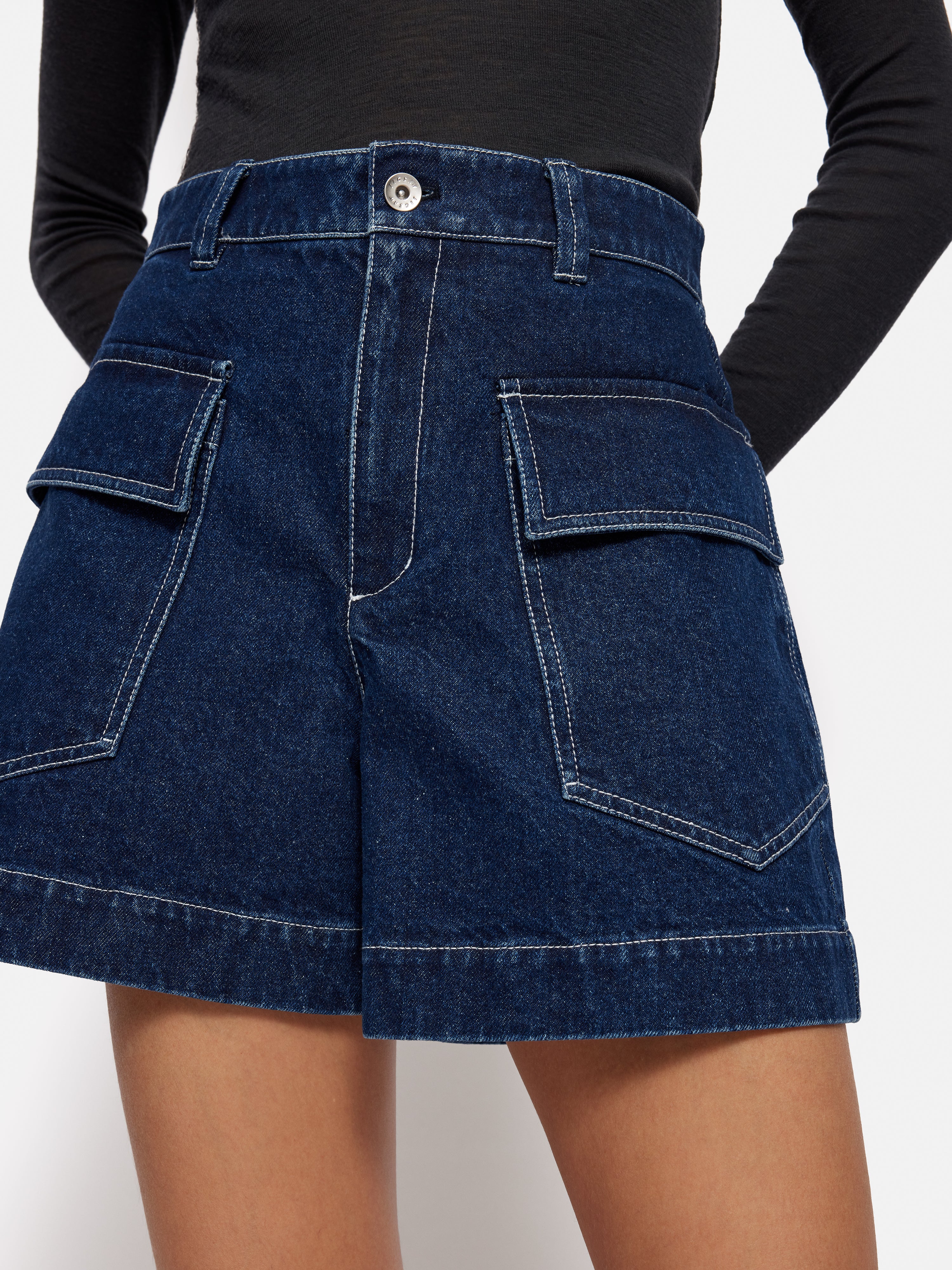 Denim Contrast Stitch Short | Indigo - Image 2