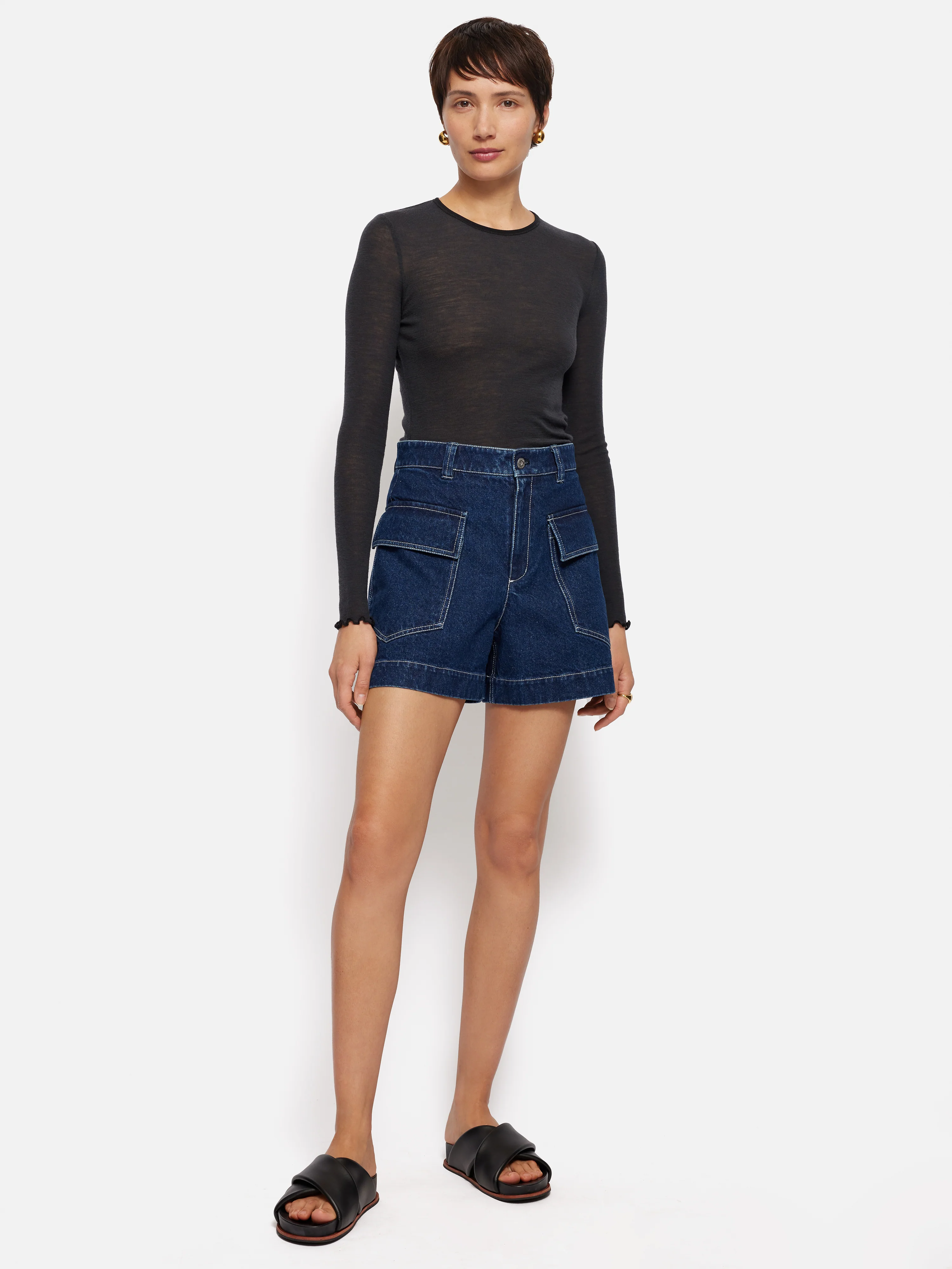 Denim Contrast Stitch Short | Indigo - Image 3