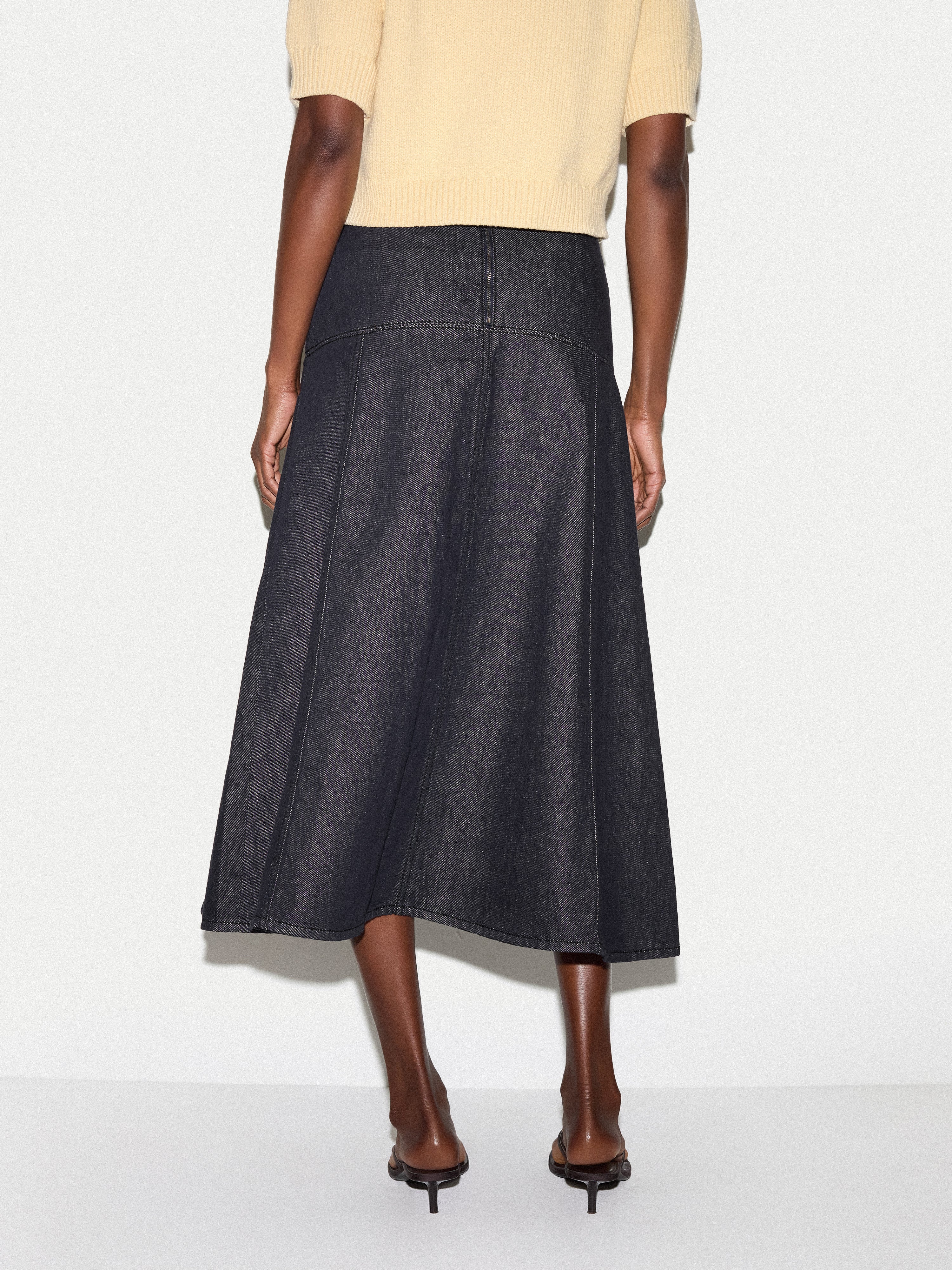 Denim Flared Midi Skirt | Indigo - Image 4