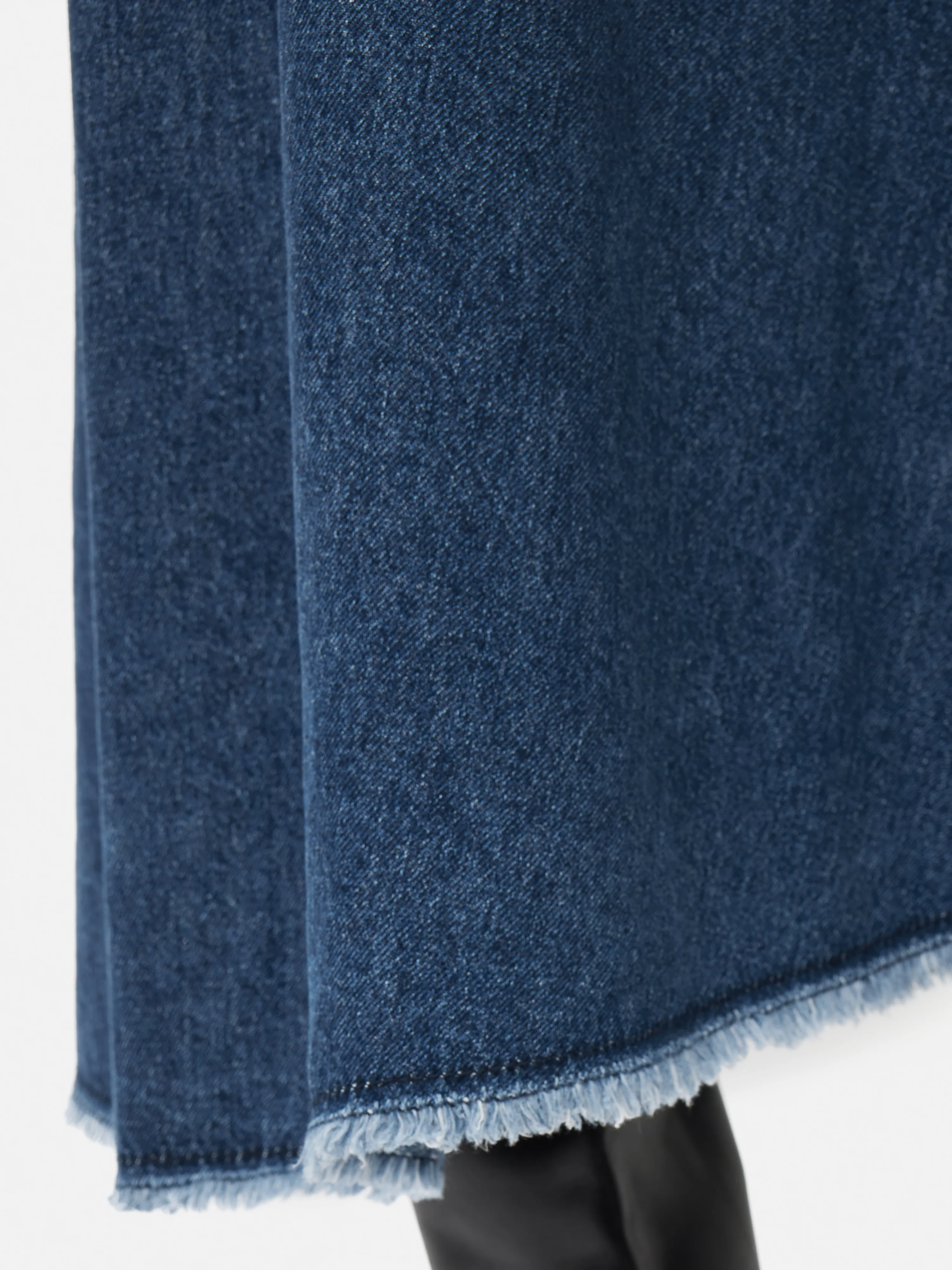 Denim Frayed Midi Skirt | Indigo - Image 7