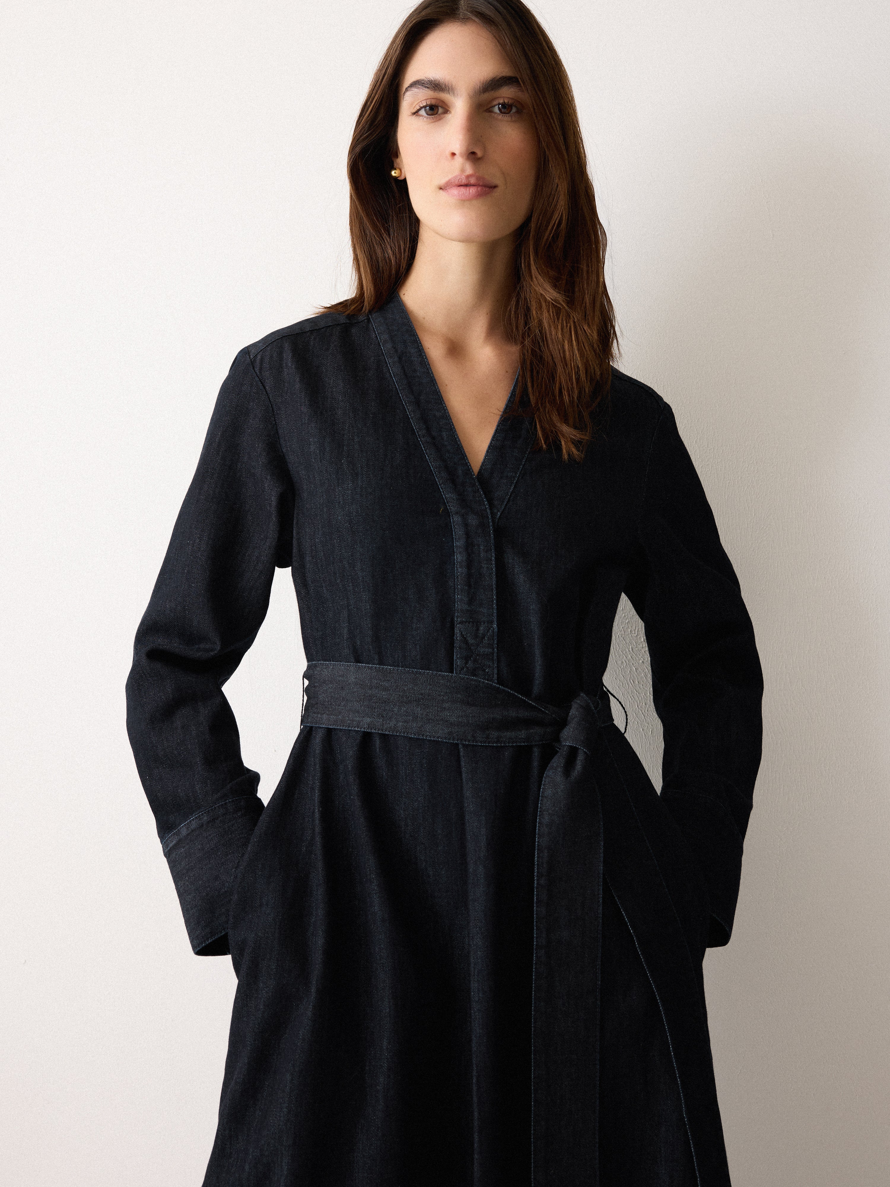 Denim Lyocell Belted Dress | Indigo - Image 3