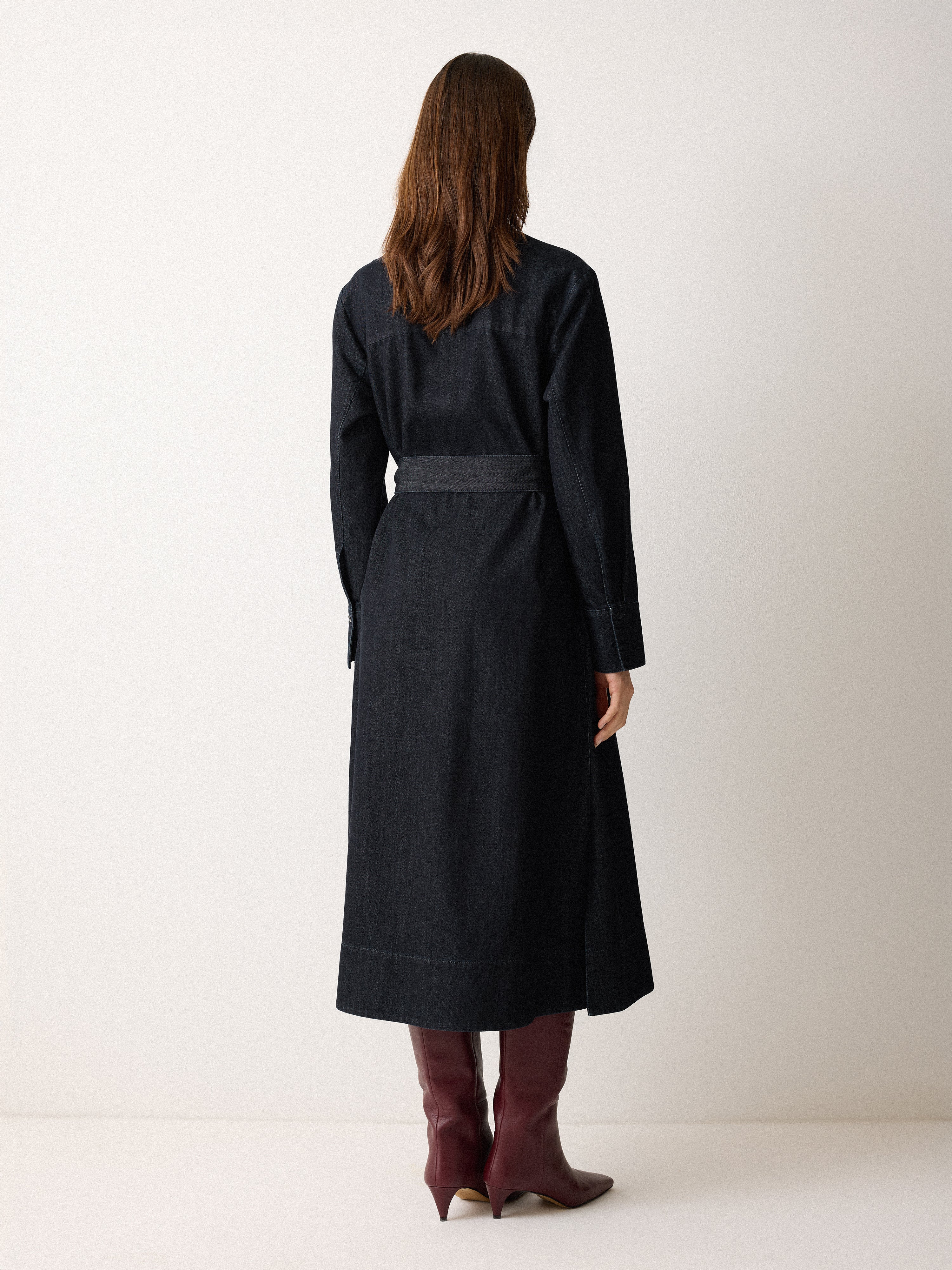 Denim Lyocell Belted Dress | Indigo - Image 5