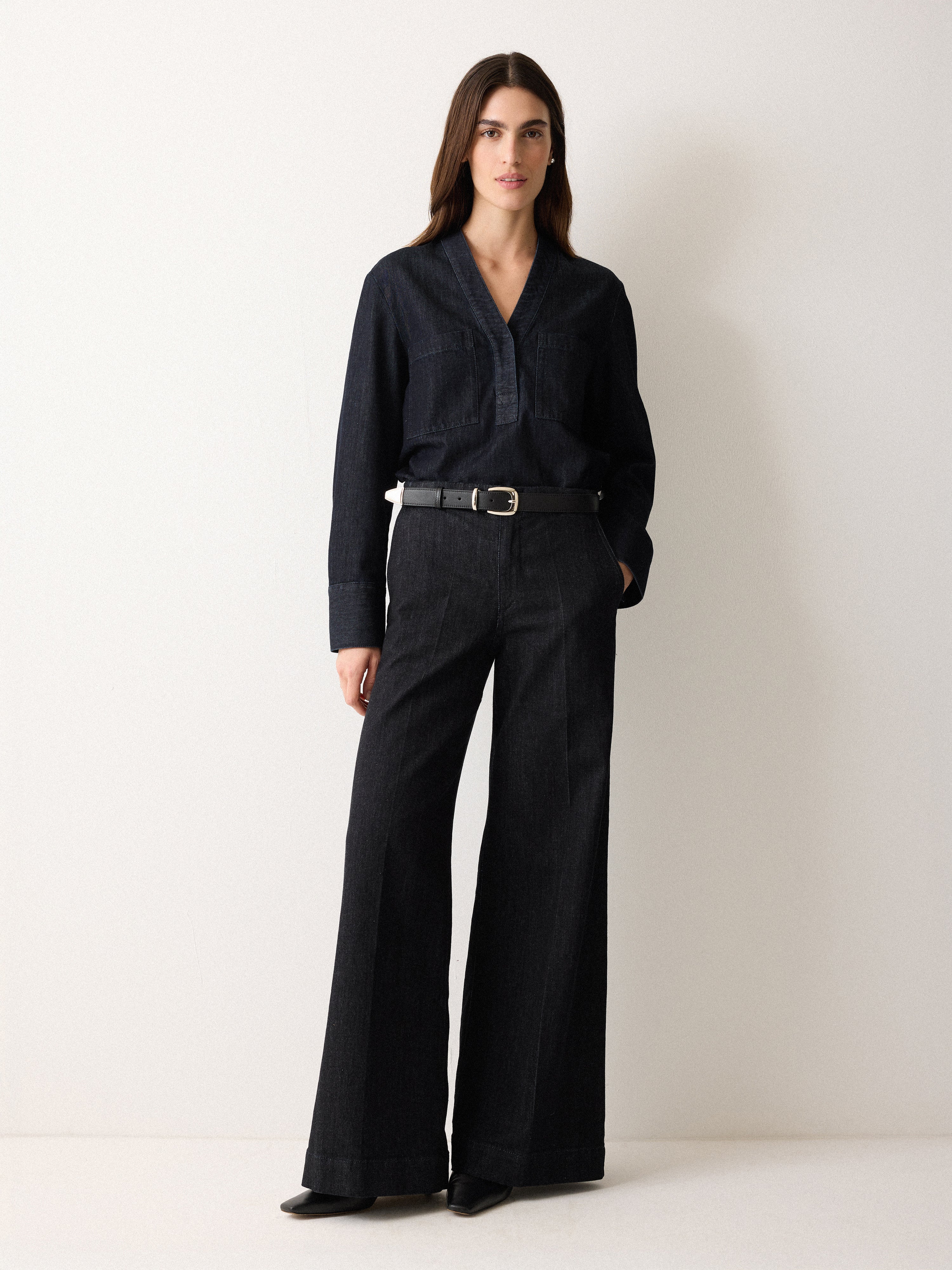 Denim Lyocell Tunic Shirt | Indigo - Image 2