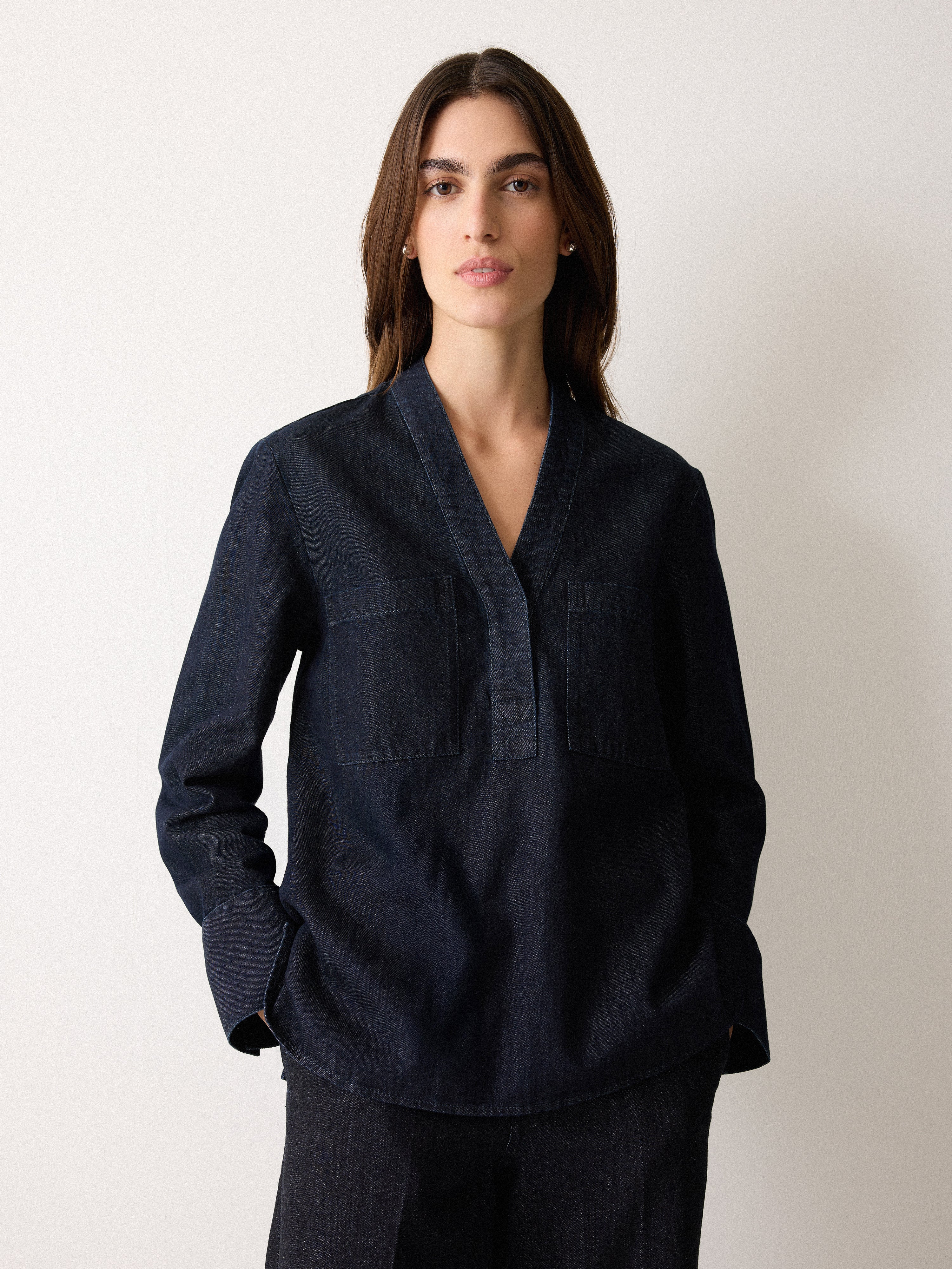 Denim Lyocell Tunic Shirt | Indigo - Image 3