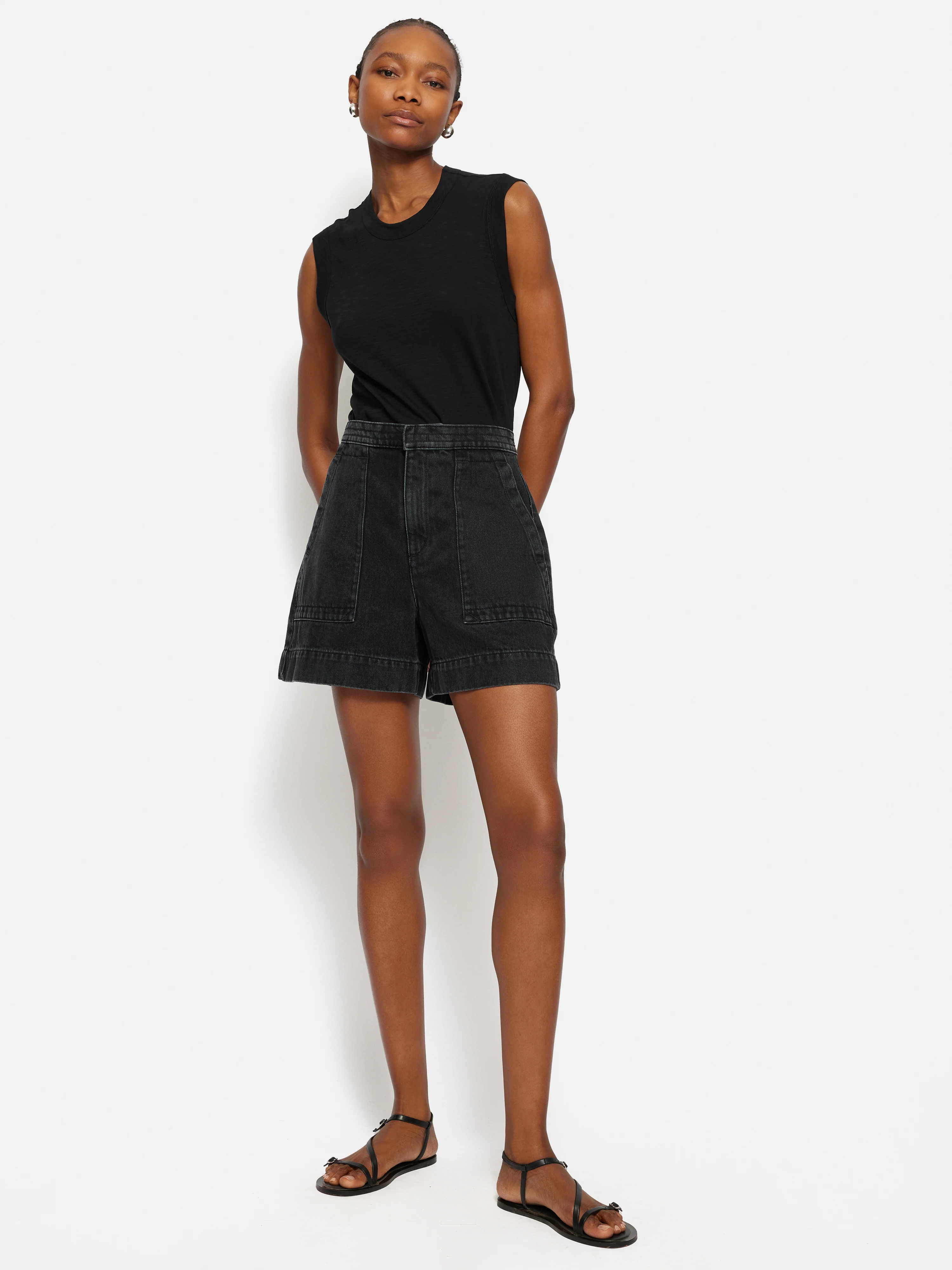 Denim Patch Pocket Shorts | Washed Black - Image 2