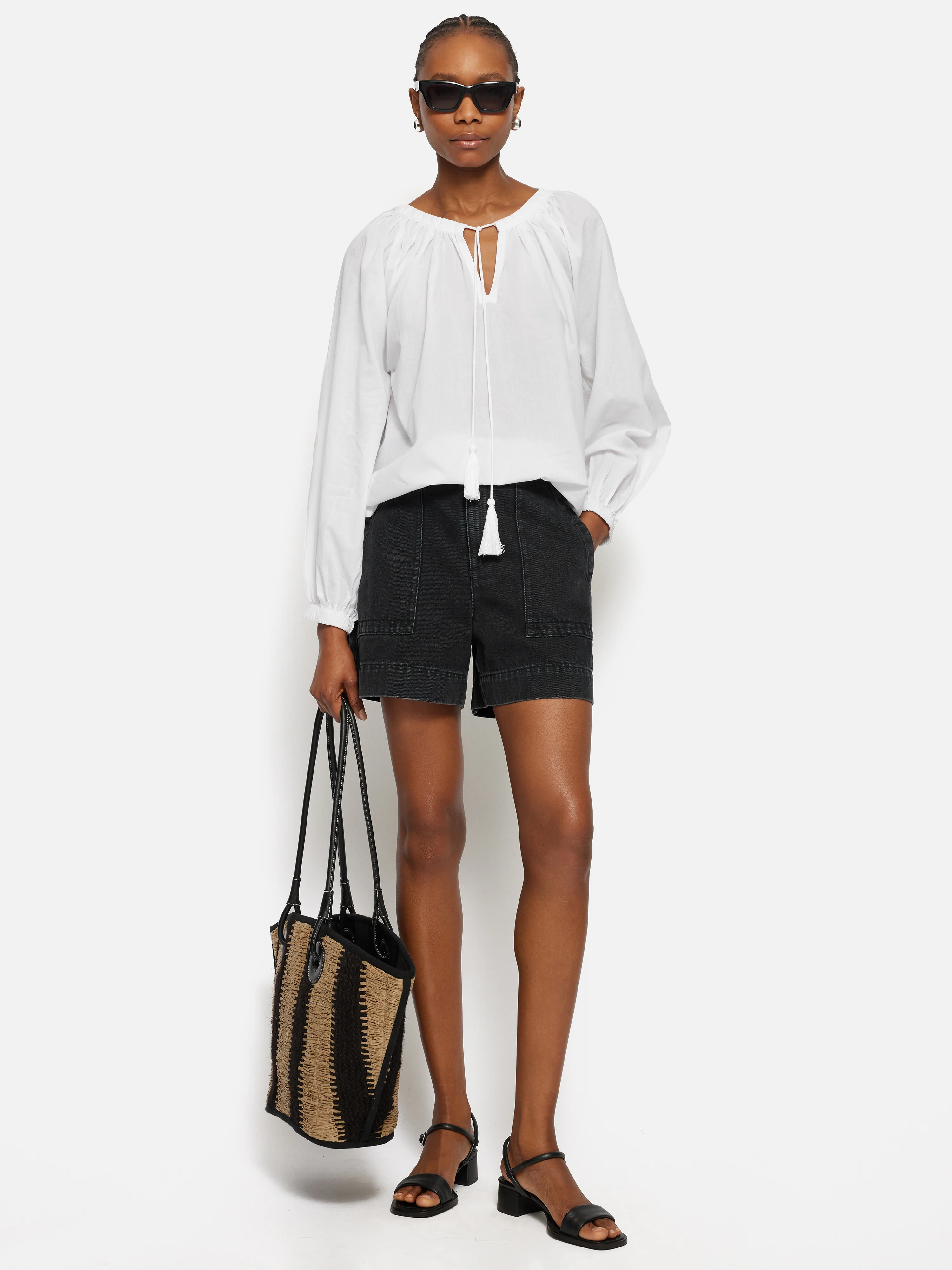 Denim Patch Pocket Shorts | Washed Black - Image 5