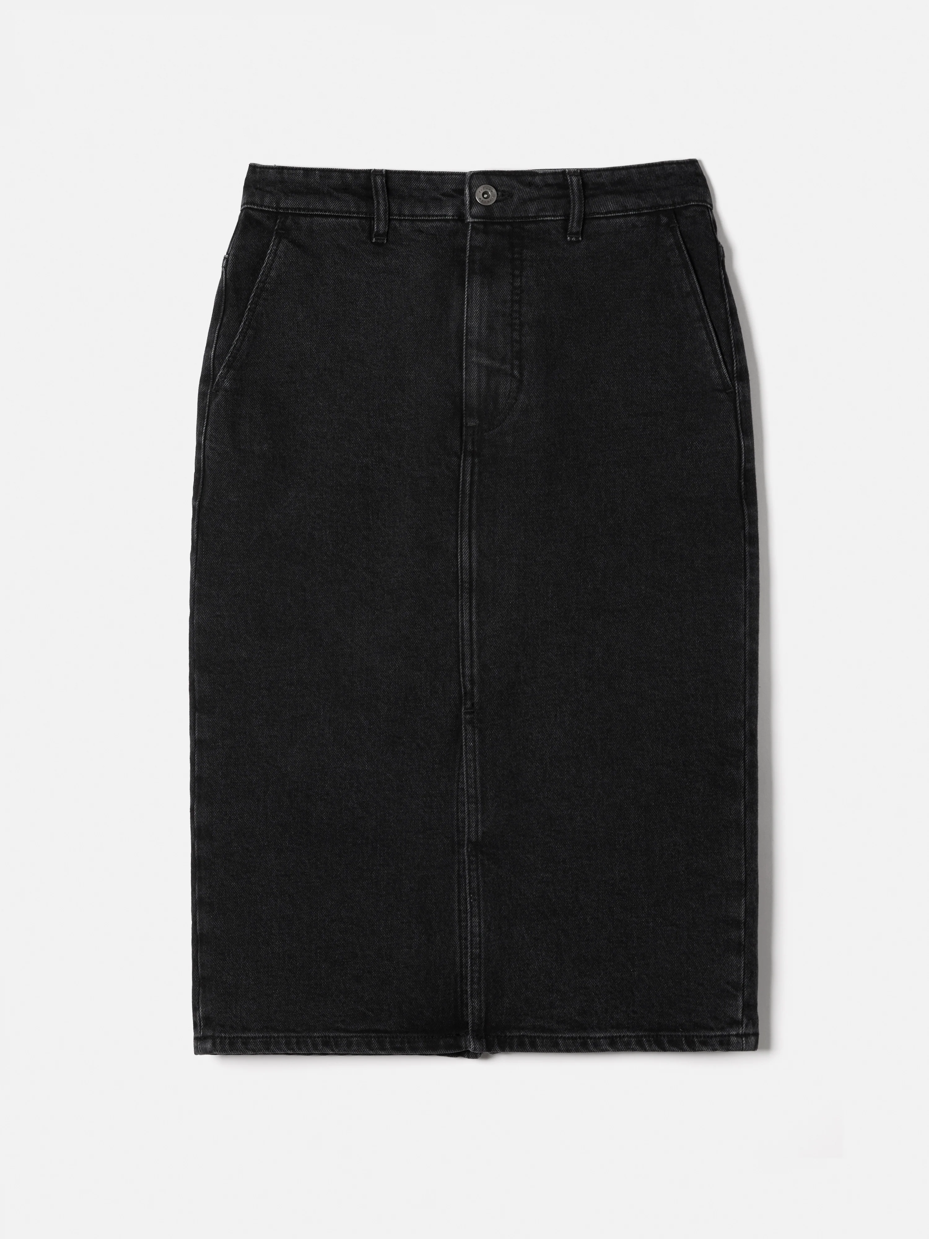 Denim Slit Midi Skirt | Washed Black - Image 7