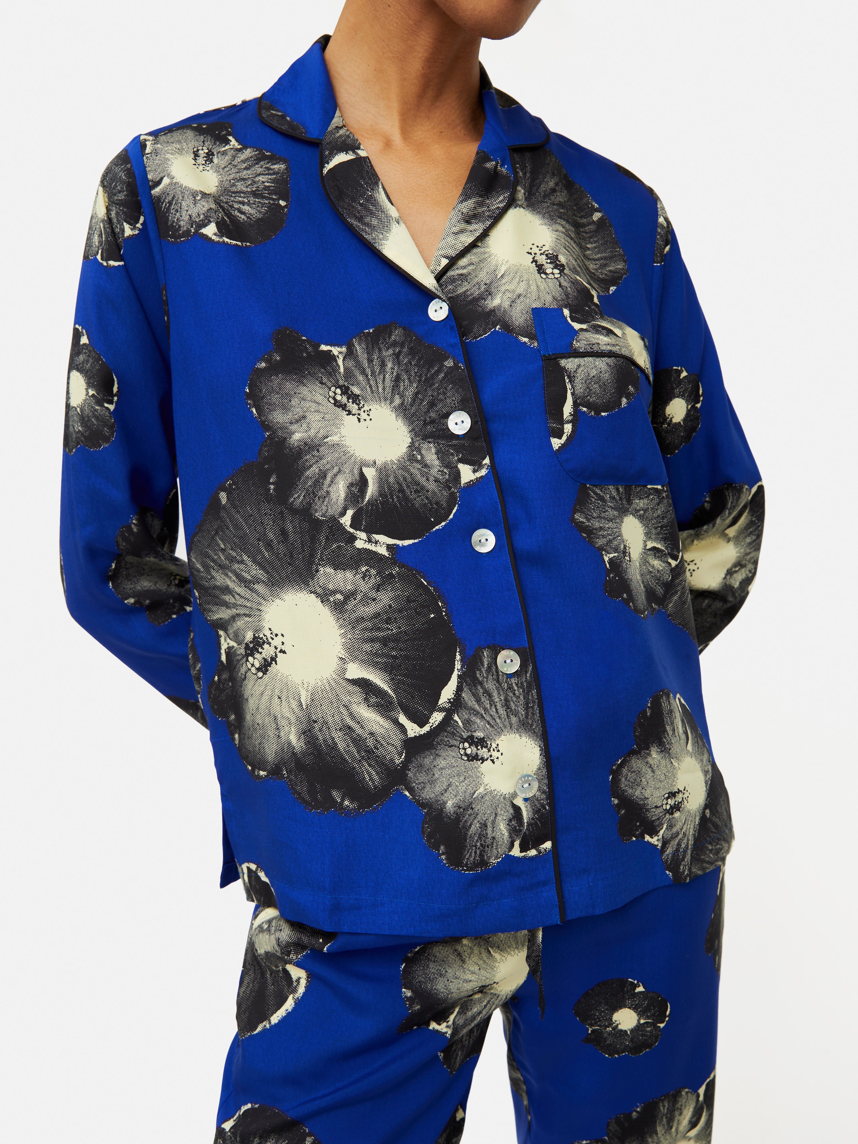 Digital Floral Modal Pyjama | Blue - Image 2