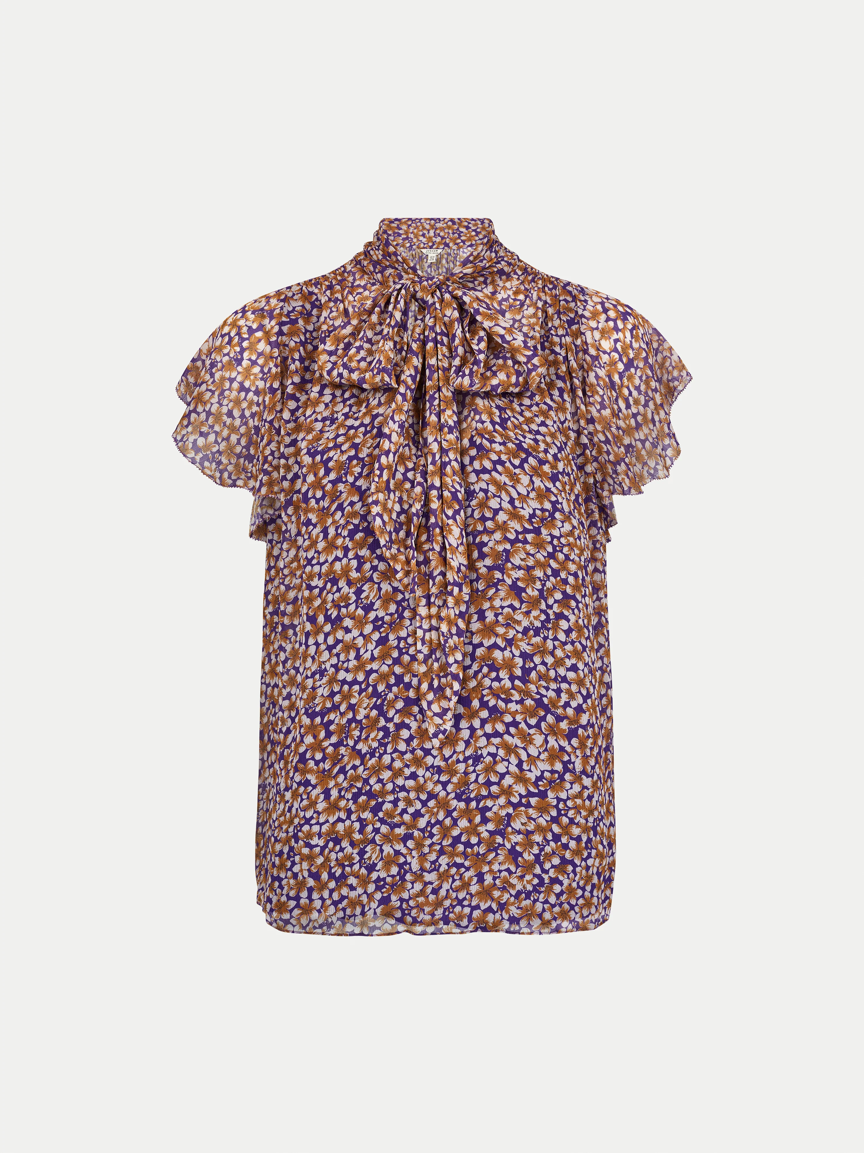 Ditsy Tie Detail Top | Purple - Image 7