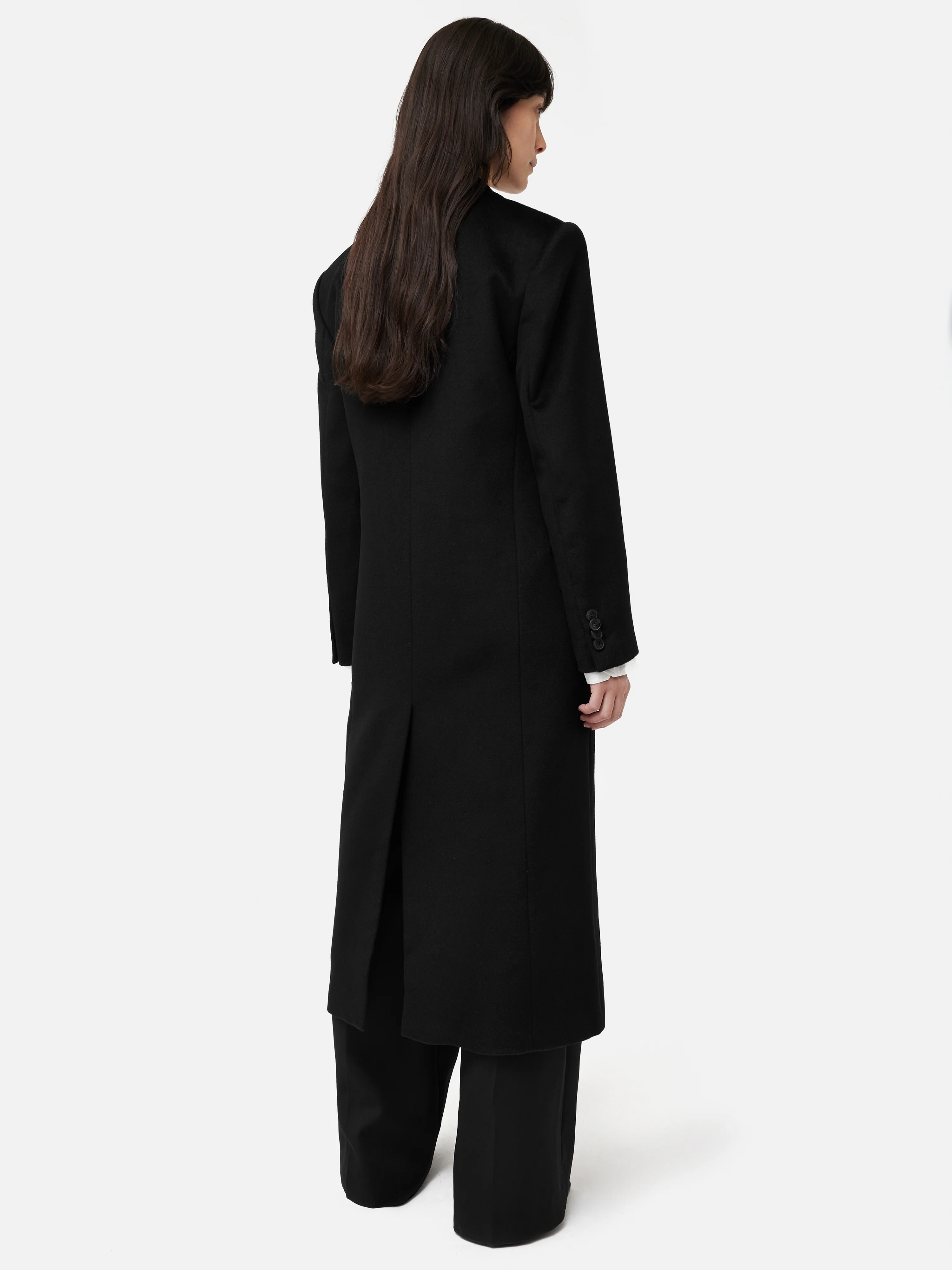 Double Breasted Wool Maxi Coat | Black - Image 4